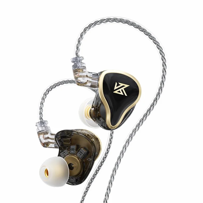 Linsoul KZ ZAS 7BA+1DD monitor douszny, słuchawki douszne HiFi Bas, słuchawki douszne do gier, hybrydowe słuchawki IEM z wbudowanym odłączanym kablem, dla muzyków audiofilskich (czarne, bez mikrofonu)