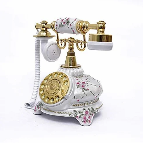 Telefon retro z tarczą obrotową Telefon stacjonarny w stylu vintage z tarczą obrotową Funkcje: tradycyjny dzwonek i przycisk tarczy