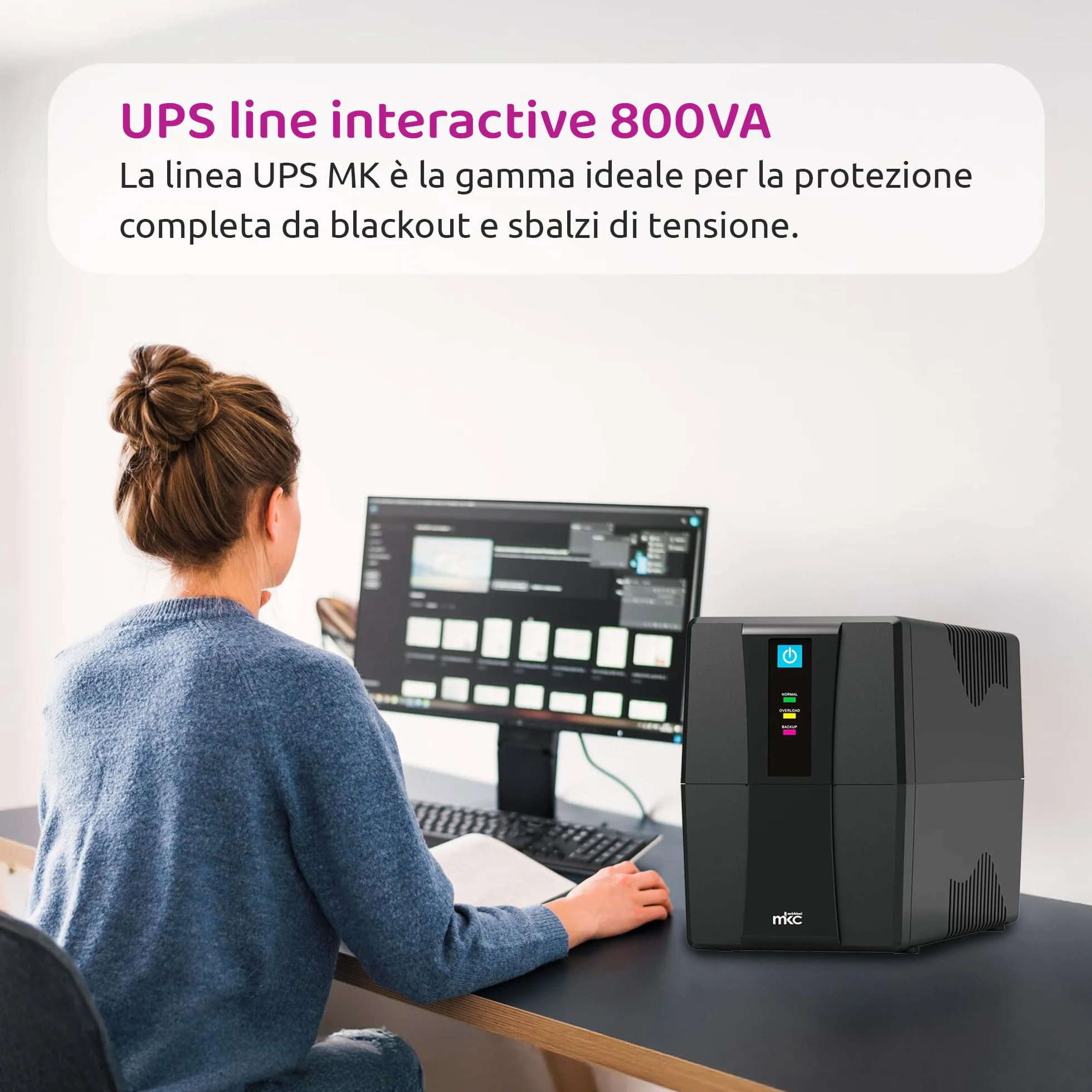 Zasilacz awaryjny UPS 800VA Line Interactive Melchioni MK | Ochrona przed awarią i skokami napięcia, gniazda Schuko, idealne do komputerów PC, routerów, rejestratorów, monitoringu wideo