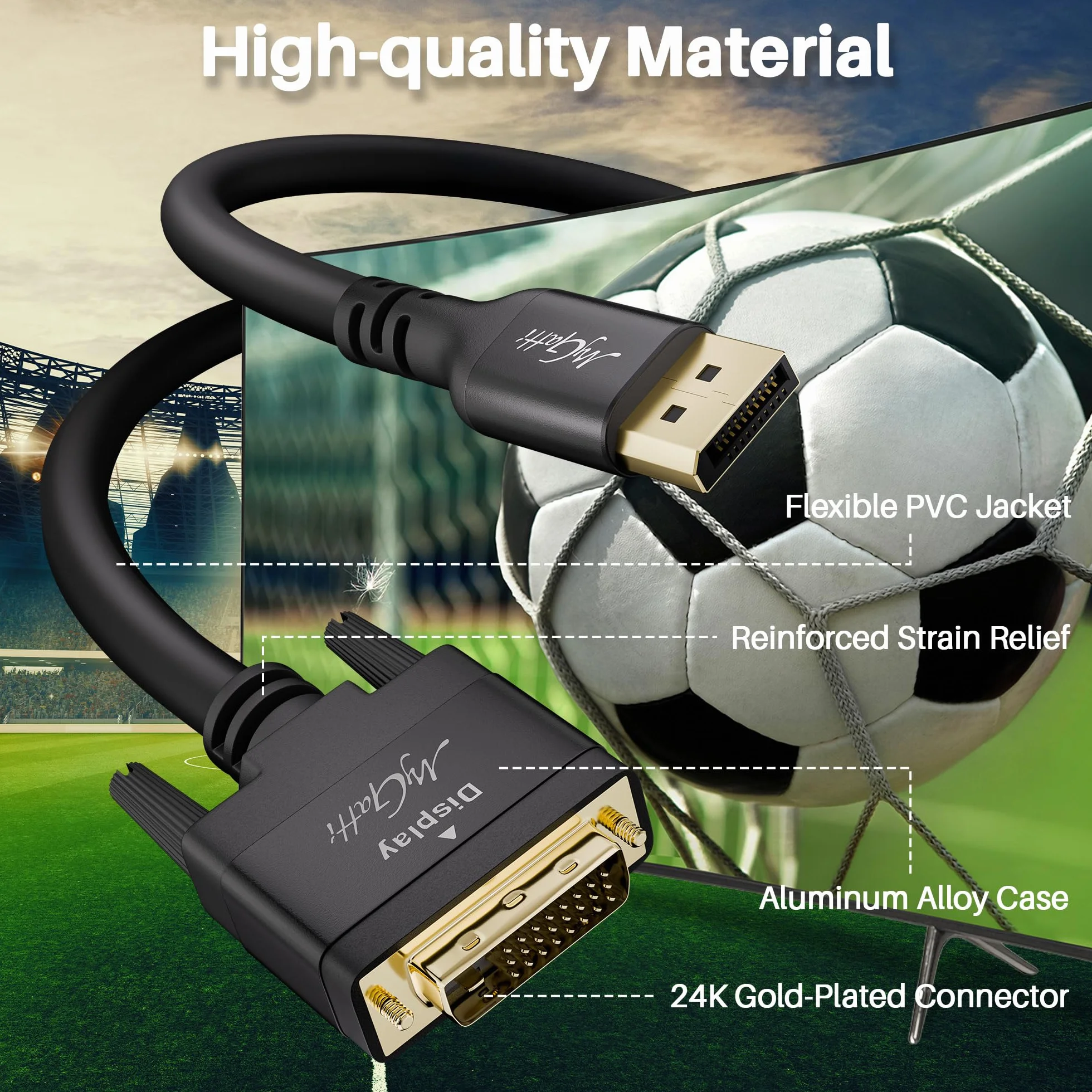 Kabel DisplayPort na DVI 1,5 m, 4K 30 Hz, jednokierunkowy kabel do monitora, wtyczka DP do DVI, kabel adaptera do komputera, laptopa, projektora, monitora, komputera, komputera stacjonarnego