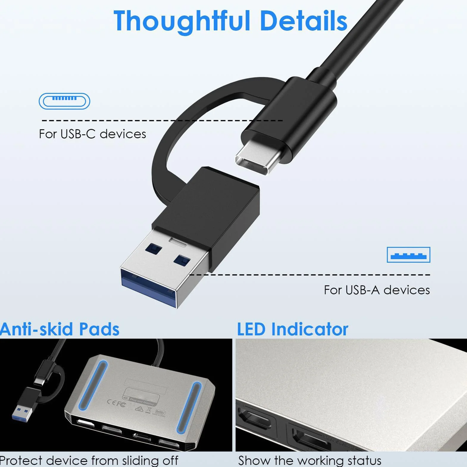 Denash USB 3.0 USB C do Podwójnego Adaptera HD, Podłącz Podwójne Wyświetlacze 4K Przy Adapterze Stopu Aluminium 60 Hz z 2x4k 60Hz 1, 2x5k 60Hz Displayport, Idealny do Systemu
