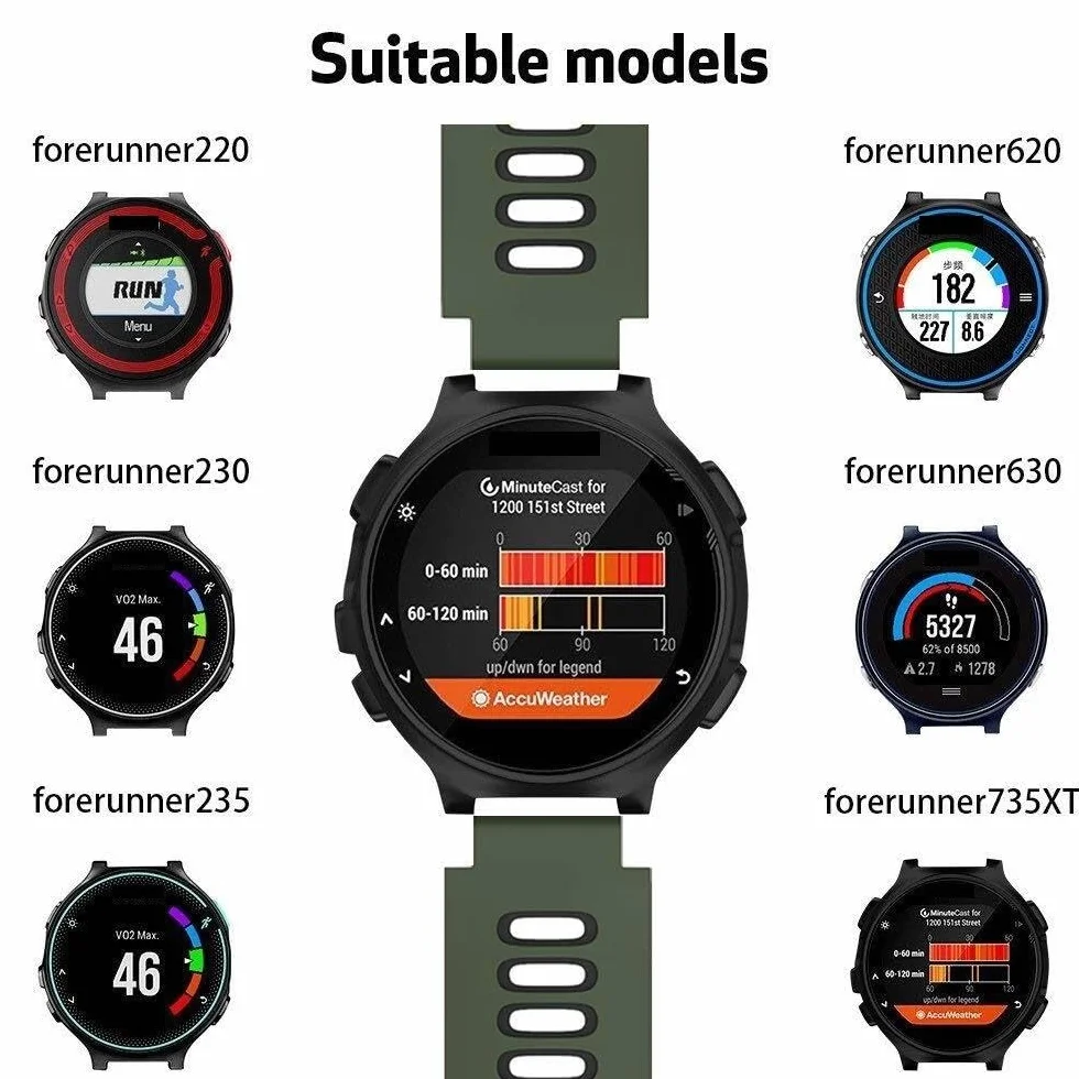Pasek do zegarka Forerunner 620, czarna klamra, sportowy silikonowy pasek do zegarka, zamiennik do zegarka Forerunner 230, 220, 235, 620, 630, 735XT i Approach S20, S5, S6