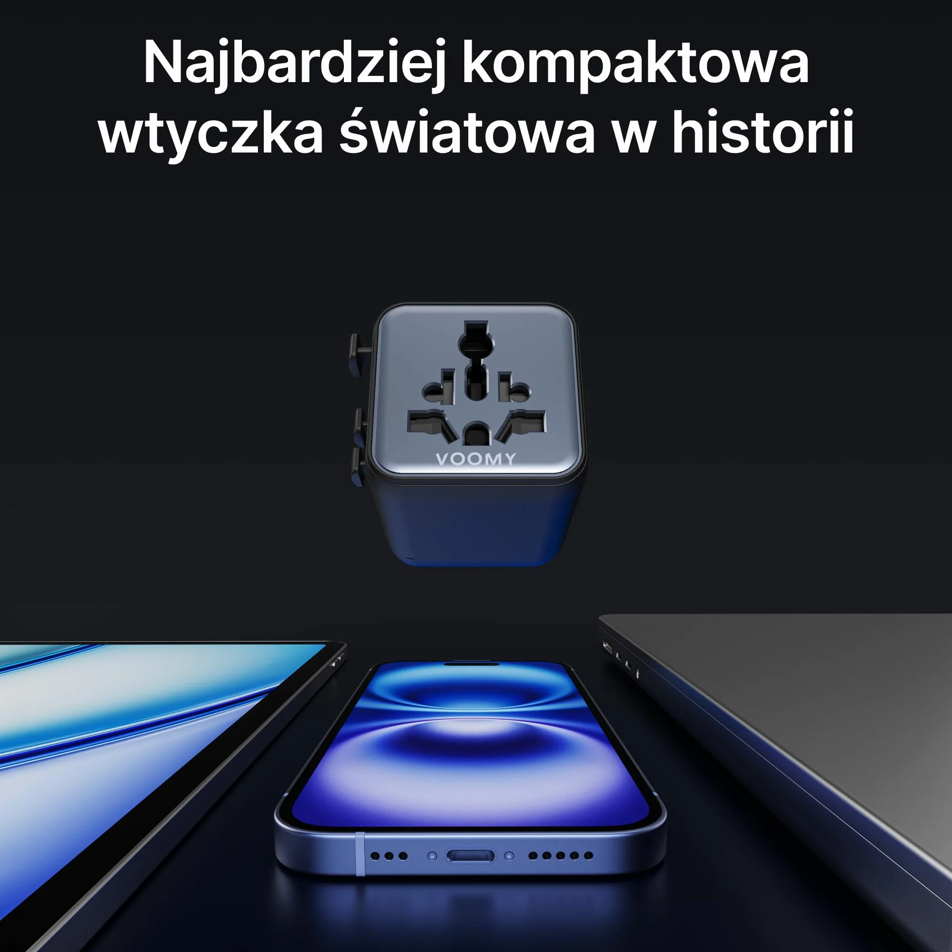 Voomy Uniwersalny Adapter Podróżny – 200+ Krajów w tym UK, USA, Japonia, Tajlandia & Australia, 2500W Ochrona Przeciwprzepięciowa, Kompaktowy Design