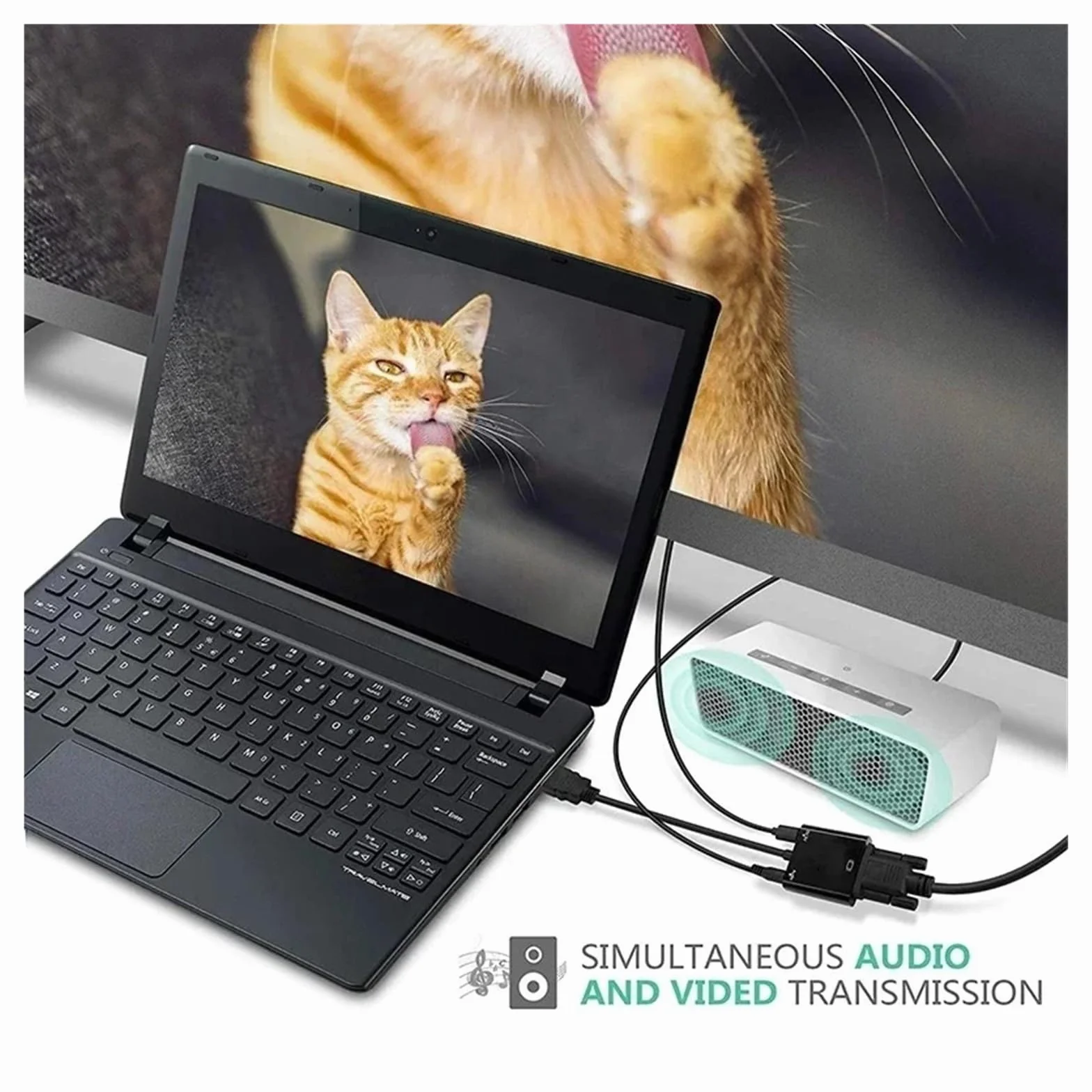 Adapter audio 1080P HDMI do VGA konwerter męski na żeński do komputera PC Laptop (czarny)