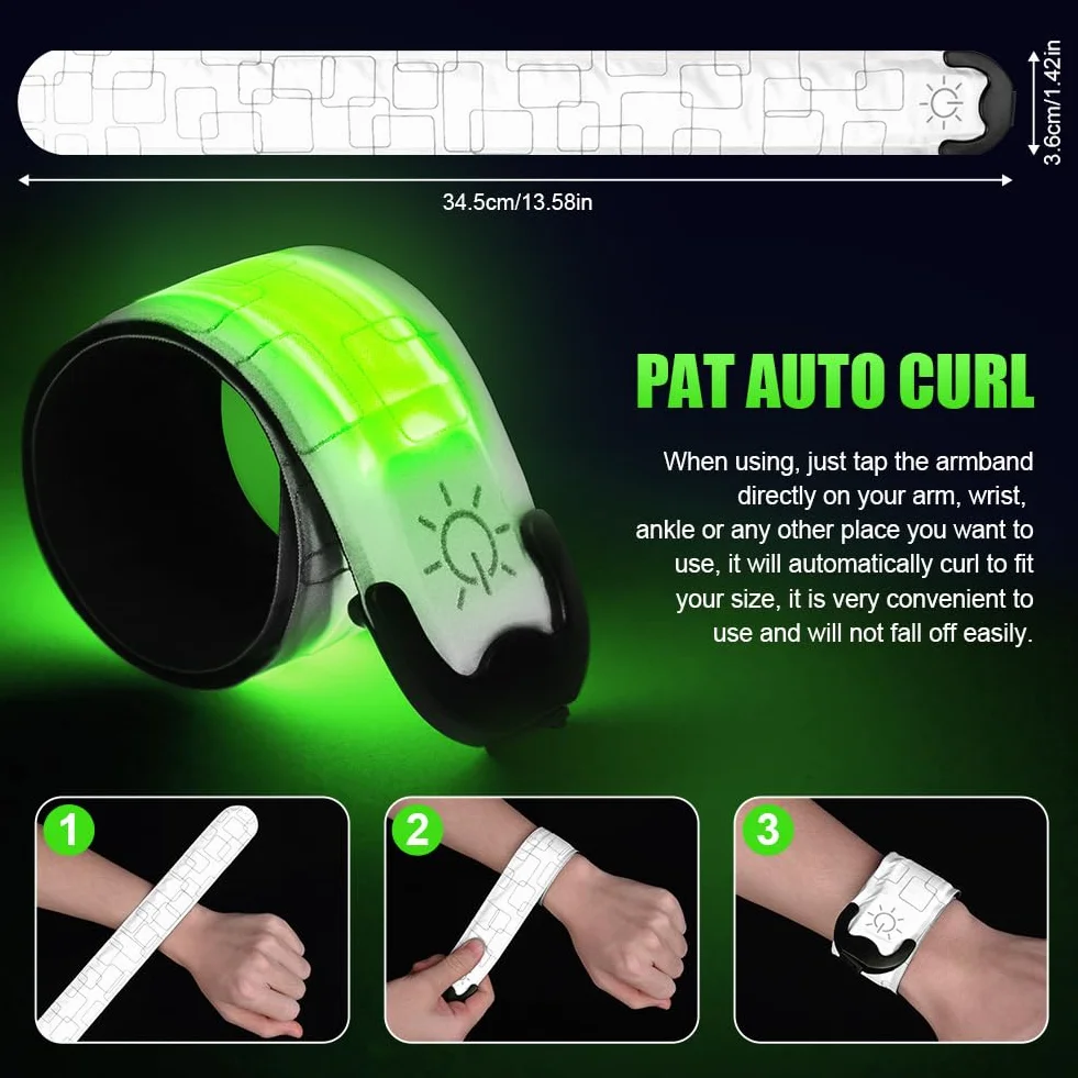 flintronic 2 sztuki podświetlanych pasków LED, pasek bezpieczeństwa dla dzieci, nocnych spacerów, świetlna bransoletka LED, magiczny pasek do biegania, jazdy na rowerze, joggingu itd., biała