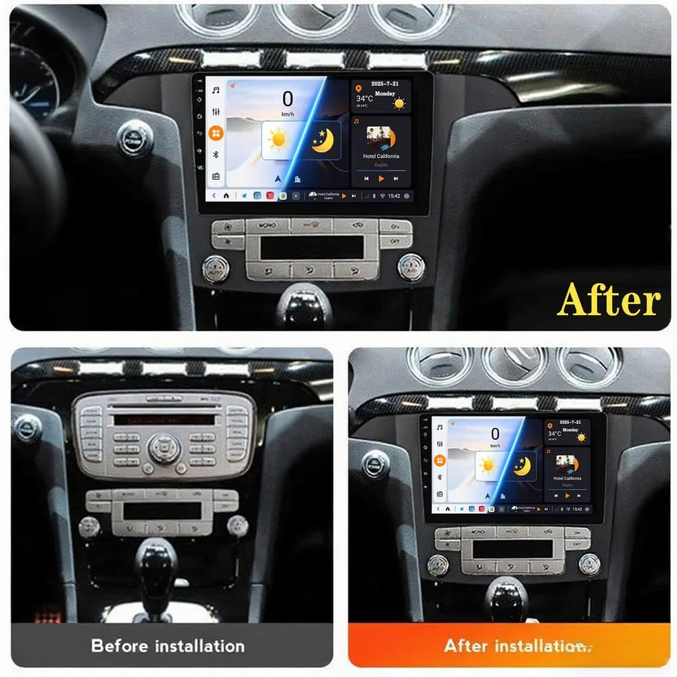 Y300s, Android 15.0 Stereo zamiennik dla Fo-rd S-MAX 2006-2015 Radio samochodowe z nawigacją GPS 9-calowy przenośny odtwarzacz multimedialny DVD Odbiornik FM BT z Android Auto CarPlay