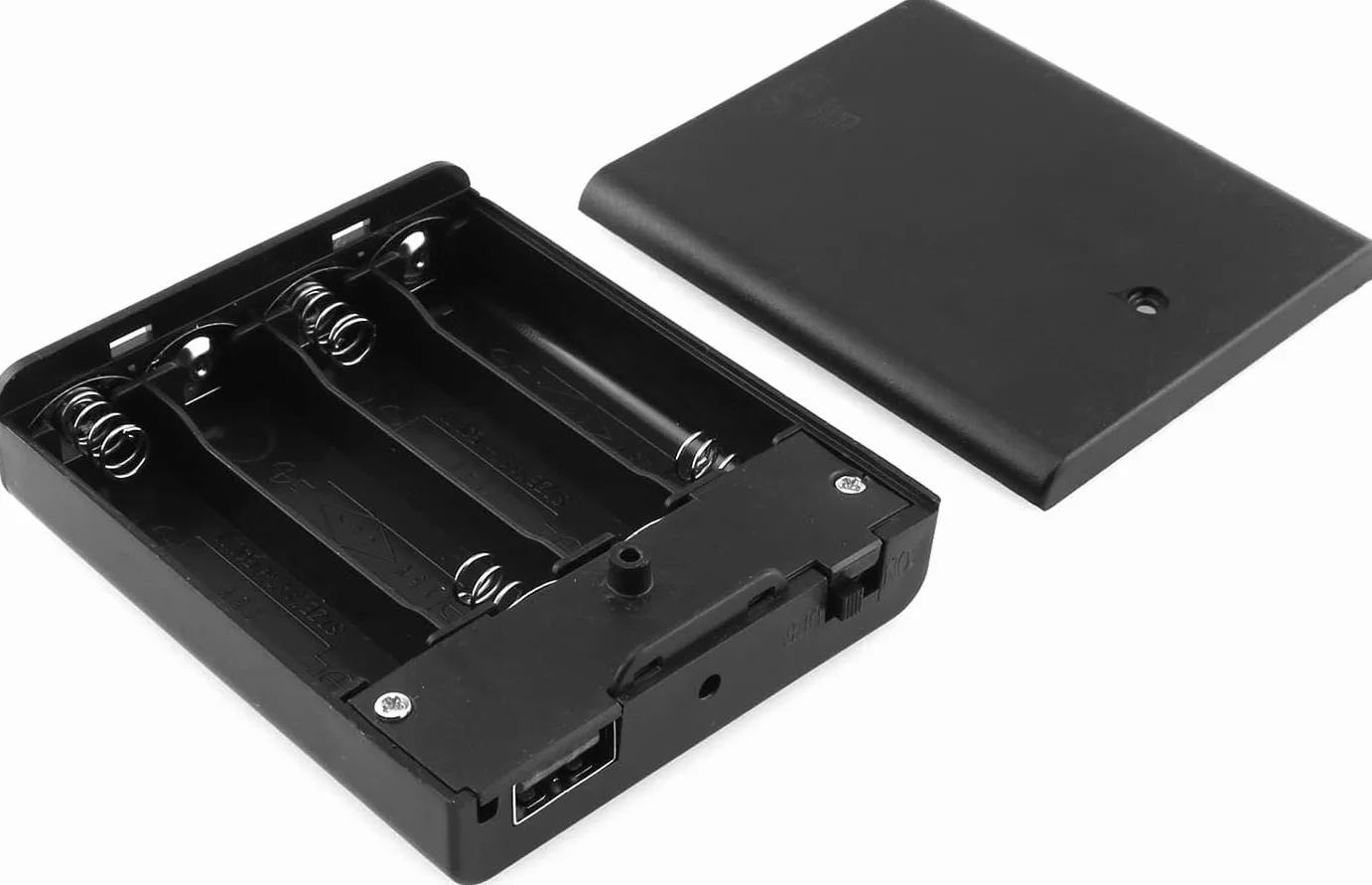 GTIWUNG Zestaw 6 uchwytów na baterie 4 AA z USB, 4 AA 6V uchwyt na baterię obudowa plastikowa bateria schowek gniazdo USB, 4 x 1,5V obudowa ładowarki do baterii AA