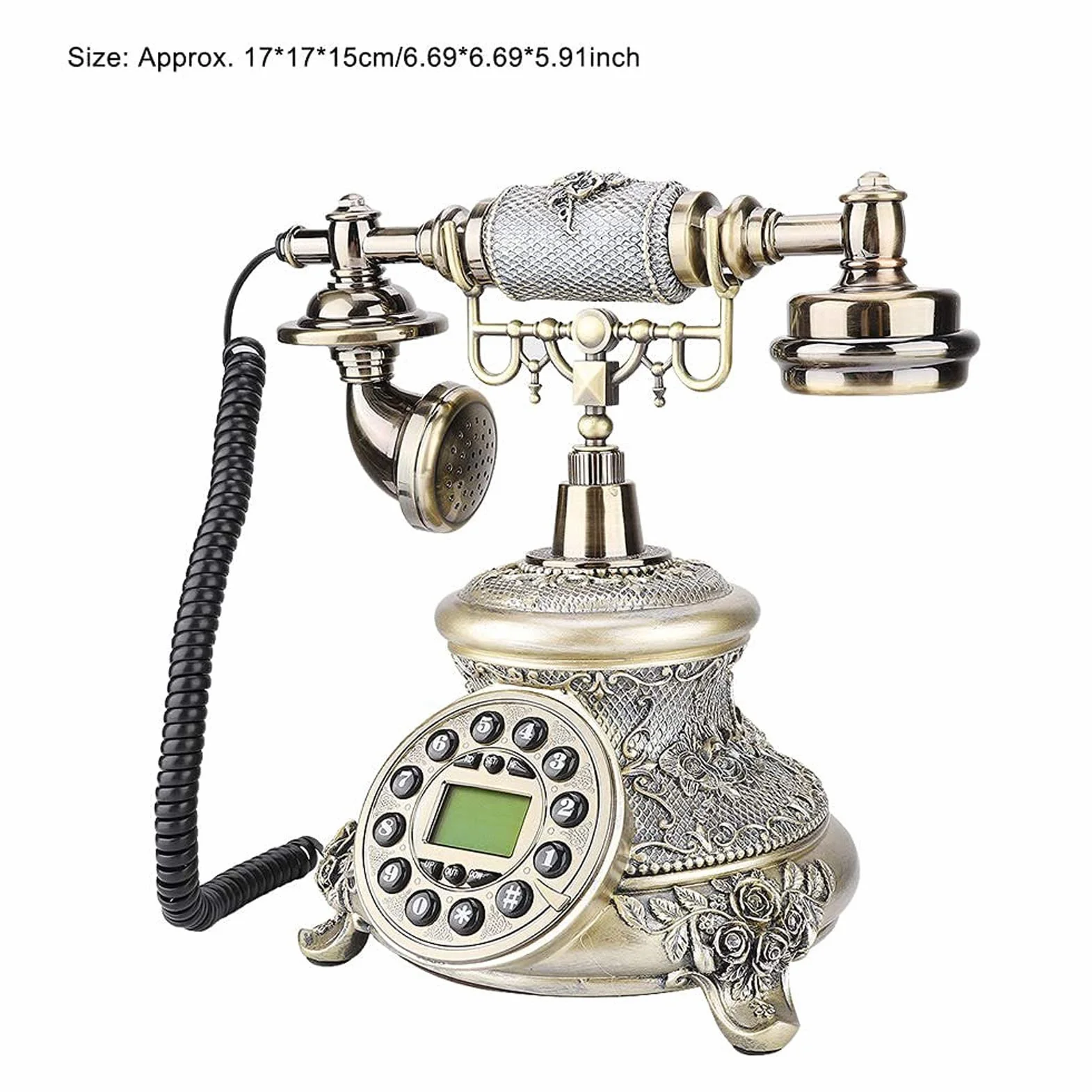 Wysokiej klasy telefon retro vintage, europejskie staromodne antyczne telefony stacjonarne do domu z wyświetlaczem LCD z przyciskiem do domu, biura, hotelu gwiazdkowego