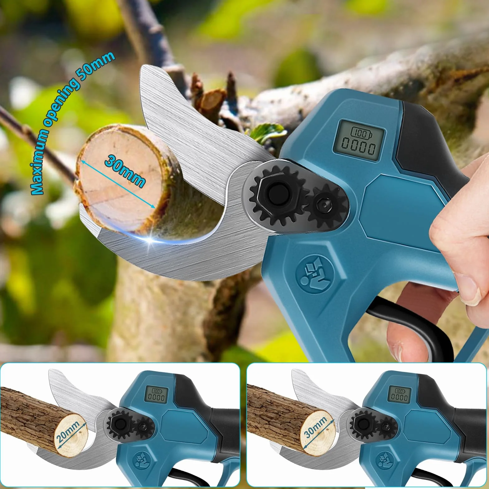 Makita 18V akumulatorowe nożyce do gałęzi teleskopowe 2 m, średnica cięcia 30 mm, LCD