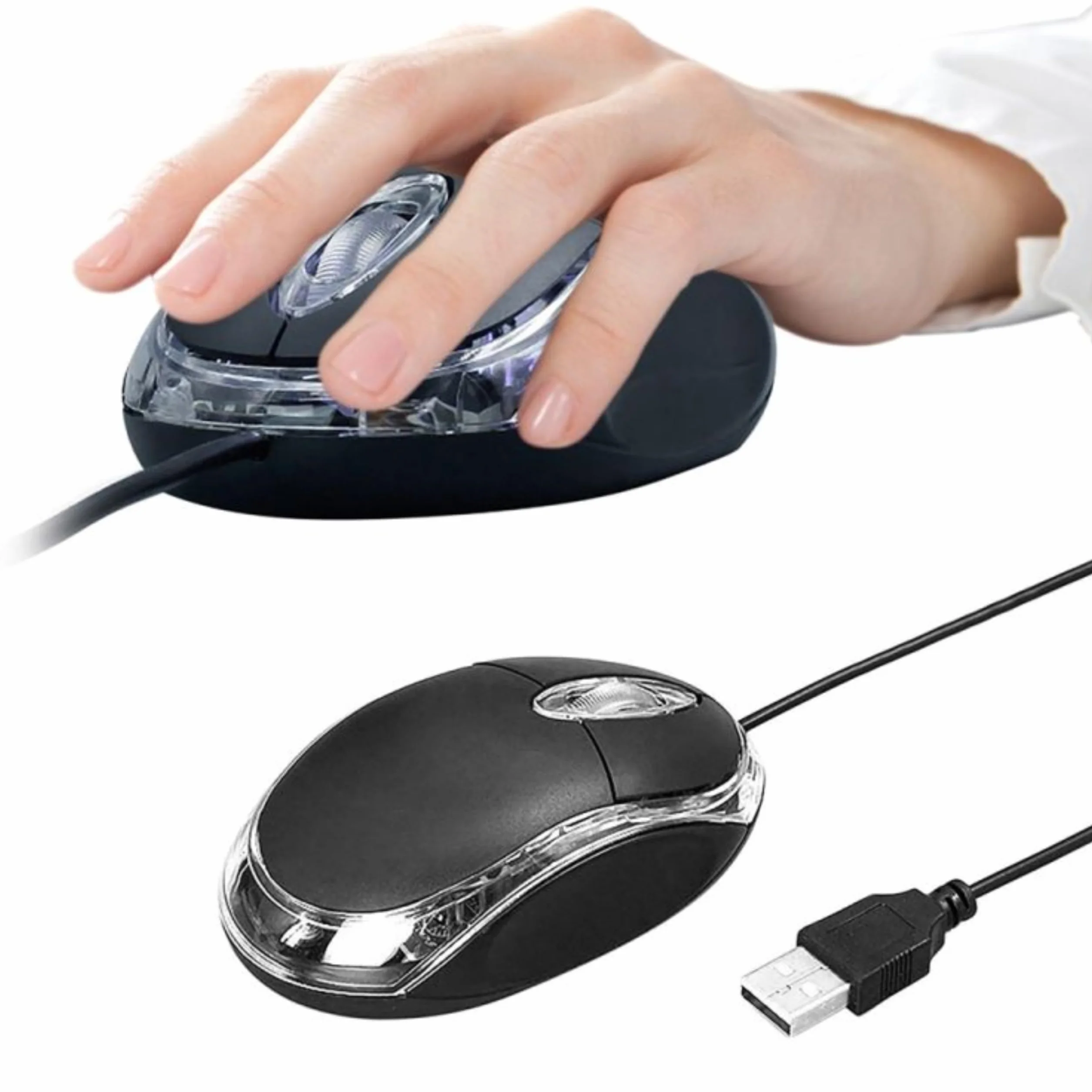 ANRANK UM2030AK czarna optyczna USB 3-przyciskowa mysz 3D kółko przewijane światło LED mysz myszy do komputera laptopa komputera