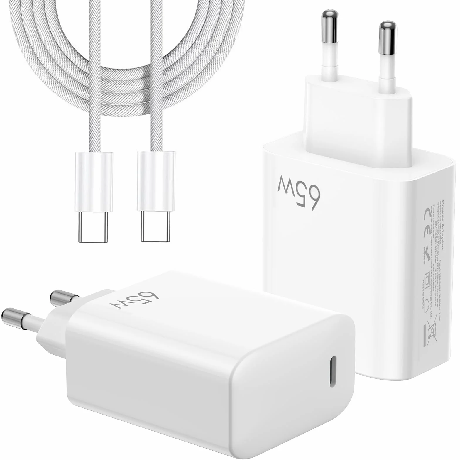 FPVtosky Ładowarka USB-C 65 W, zasilacz sieciowy z szybkim ładowaniem, technologia GaN, kompatybilna z DJI Mini 5 Pro/4 Pro / 3 / NEO / 4K / Air 3S/Avata 2, OM Pocket 3, kontroler, z kablem C do C