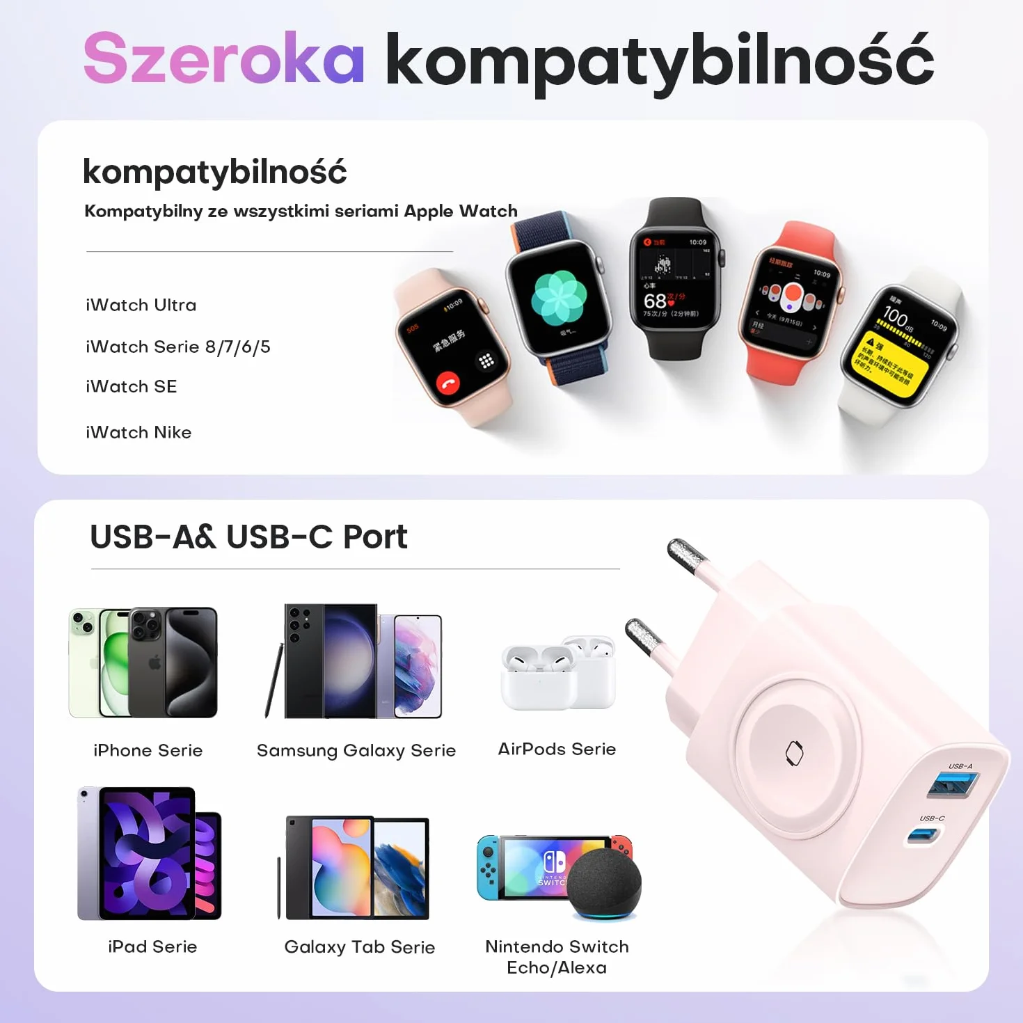 Ładowarka do Apple Watch, ładowarka USB C 3 w 1 20 W doiPhone'a PD 3.0, szybka ładowarka do Apple Watch 9/8/7/6/Ultra/SE, kabel ładujący USB C doiPhone'a 15/15 Pro Max, doiPada, Czarny