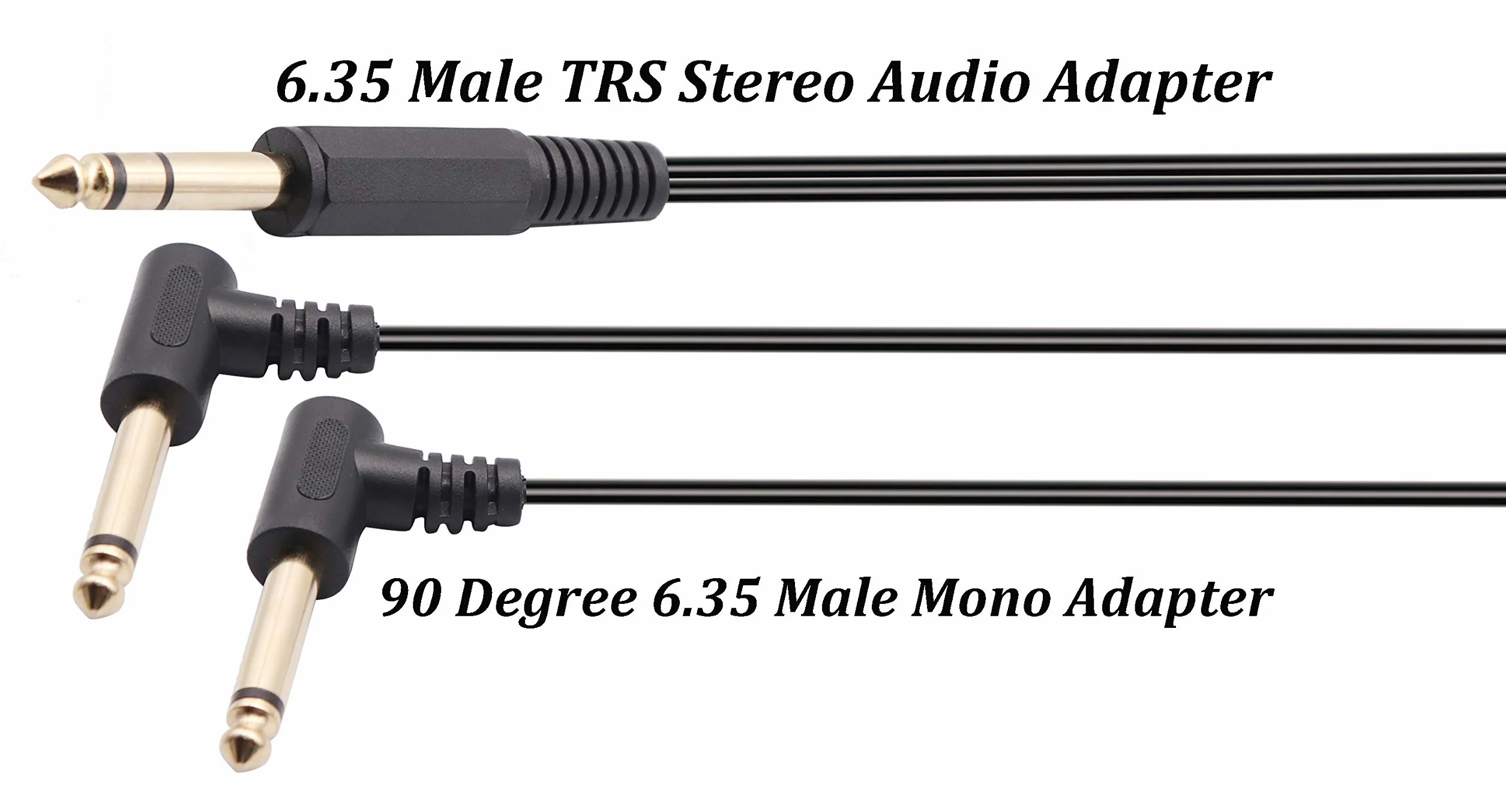 Kabel audio Y 6,35 mm do 2 * 6,35 mm, pozłacany 90 stopni 1/4" 6,35 mm męski TRS stereo do 2 (podwójny) 6,35 mm 1/4" męski TS Mono kąt prosty Y kabel audio (30 cm/12