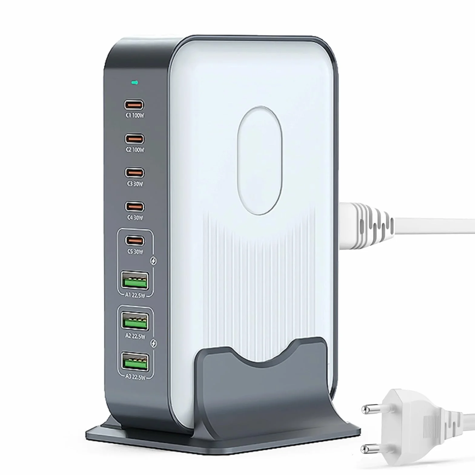 Fabater Stacja ładująca 200 W do Wielu urządzeń, 8-portowy Blok ładujący USB C, Szybkie ładowanie, Zasilacz PD 100 W Typu C do Telefonów, Tabletów, Laptopów, Wielu ładowarek Hub USB (Wtyczka UE 800