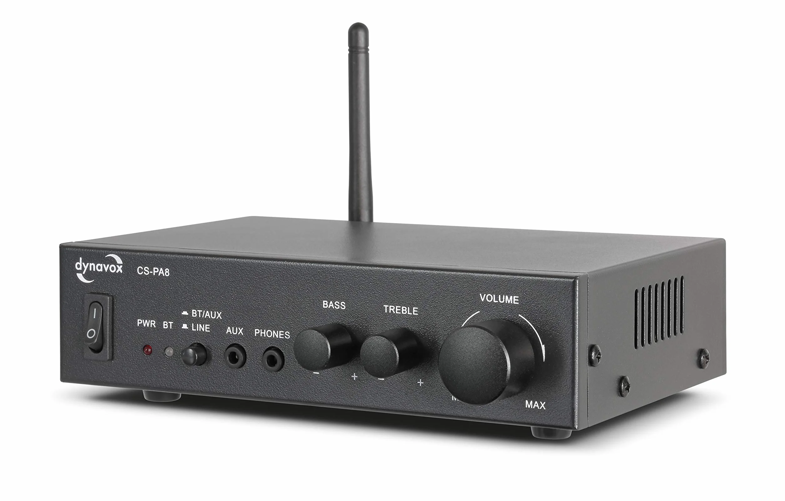 Dynavox Mini wzmacniacz CS-PA8, wzmacniacz cyfrowy stereo, zaciski przyłączeniowe, zintegrowana antena BT i złącze słuchawkowe, czarny