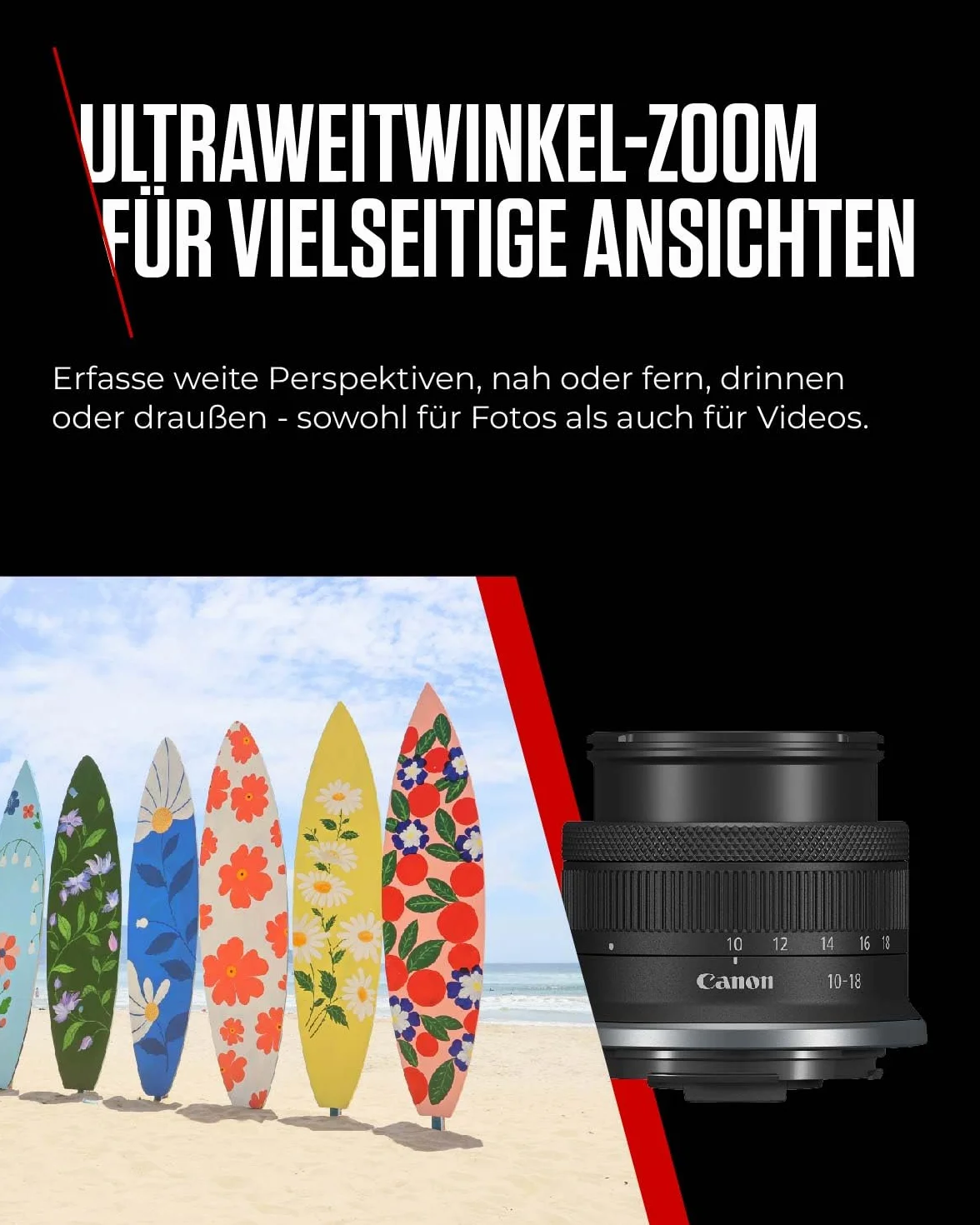 Obiektyw Canon RF-S 10-18 mm F4.5-6.3 is STM Zoom Ultra Szerokokątny, 4-biegowy optyczny stabilizator obrazu, podróże/vlog, kompatybilny z Canon EOS R