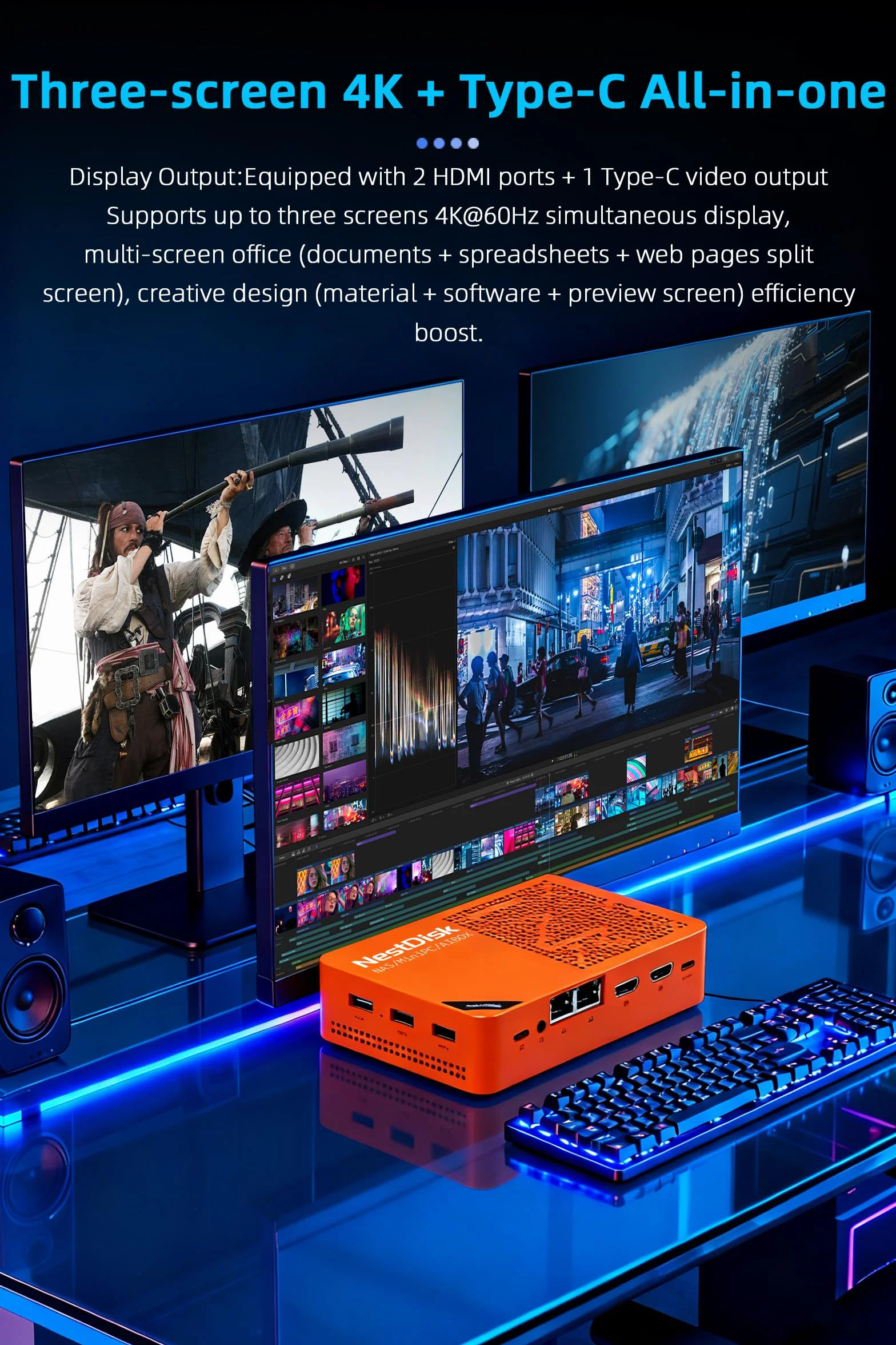 Youyeetoo NAS Mini iPC z czterordzeniowym procesorem Intel N150, 4 wnęki NVME (16 TB Max), podwójny 2,5G Ethernet + WiFi 6, 12 GB DDR5, 3-drożny 4K, OMV wstępnie zainstalowany do domu/biura