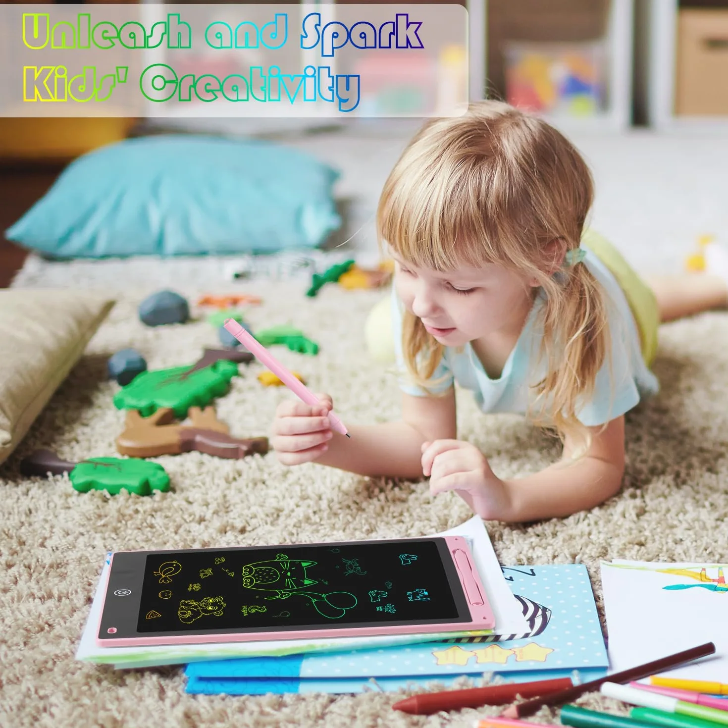 2 szt. Kolorowa, wymazywalna i wielokrotnego użytku tablet LCD do pisania dla dziewczynek w wieku 2–7 lat, tablet, rysunek dla dzieci, zabawka edukacyjna, dla dziewcząt i chłopców, prezent urodzinowy