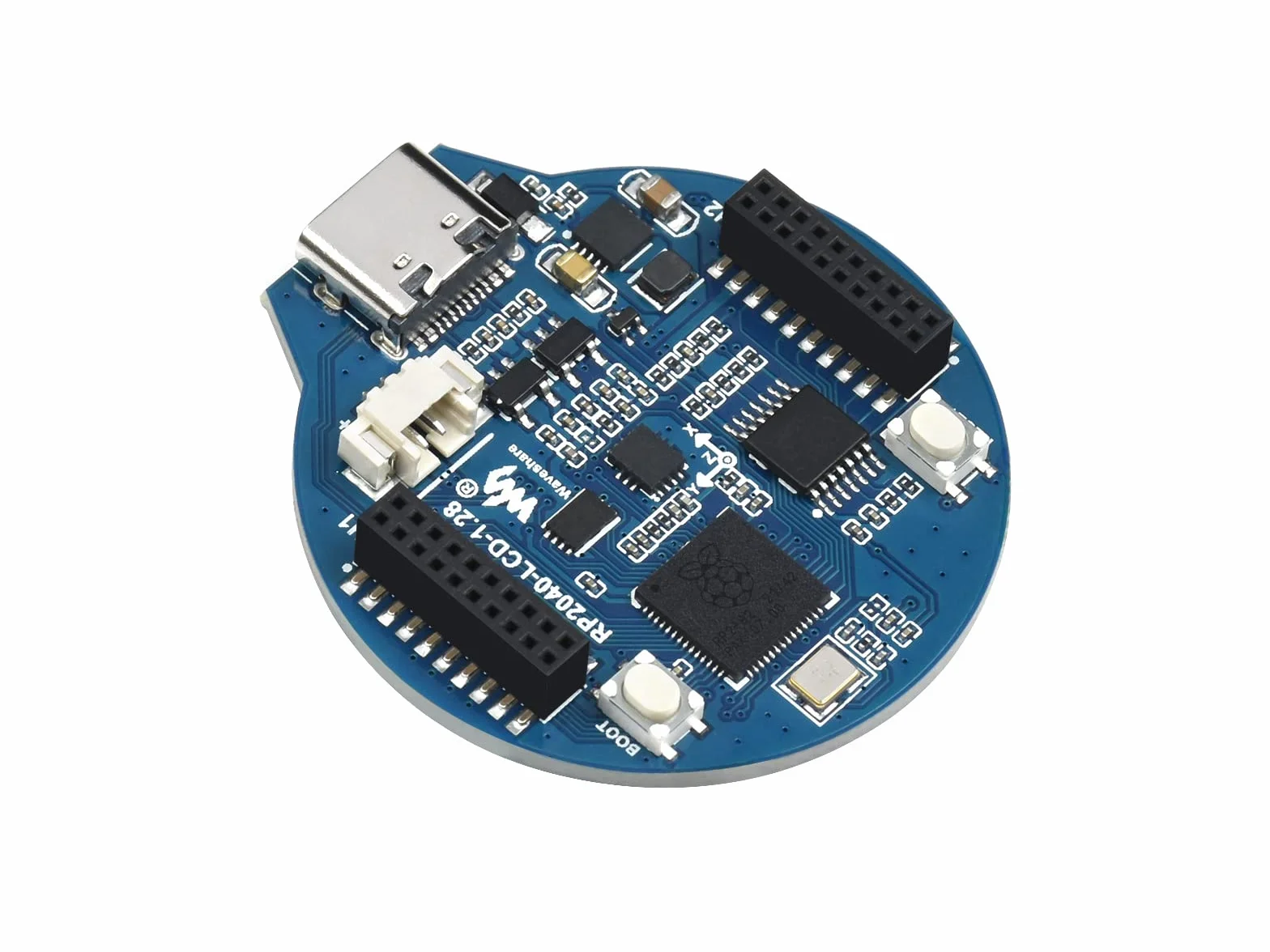 RP2040 mikrokontroler z okrągłym wyświetlaczem LCD 1,28”, 240 x 240 IPS 65 K RGB, bazuje na Raspberry Pi RP2040, procesor Dual-Core Arm z wbudowanym 6-osiowym czujnikiem IMU, złączem USB-C itd.