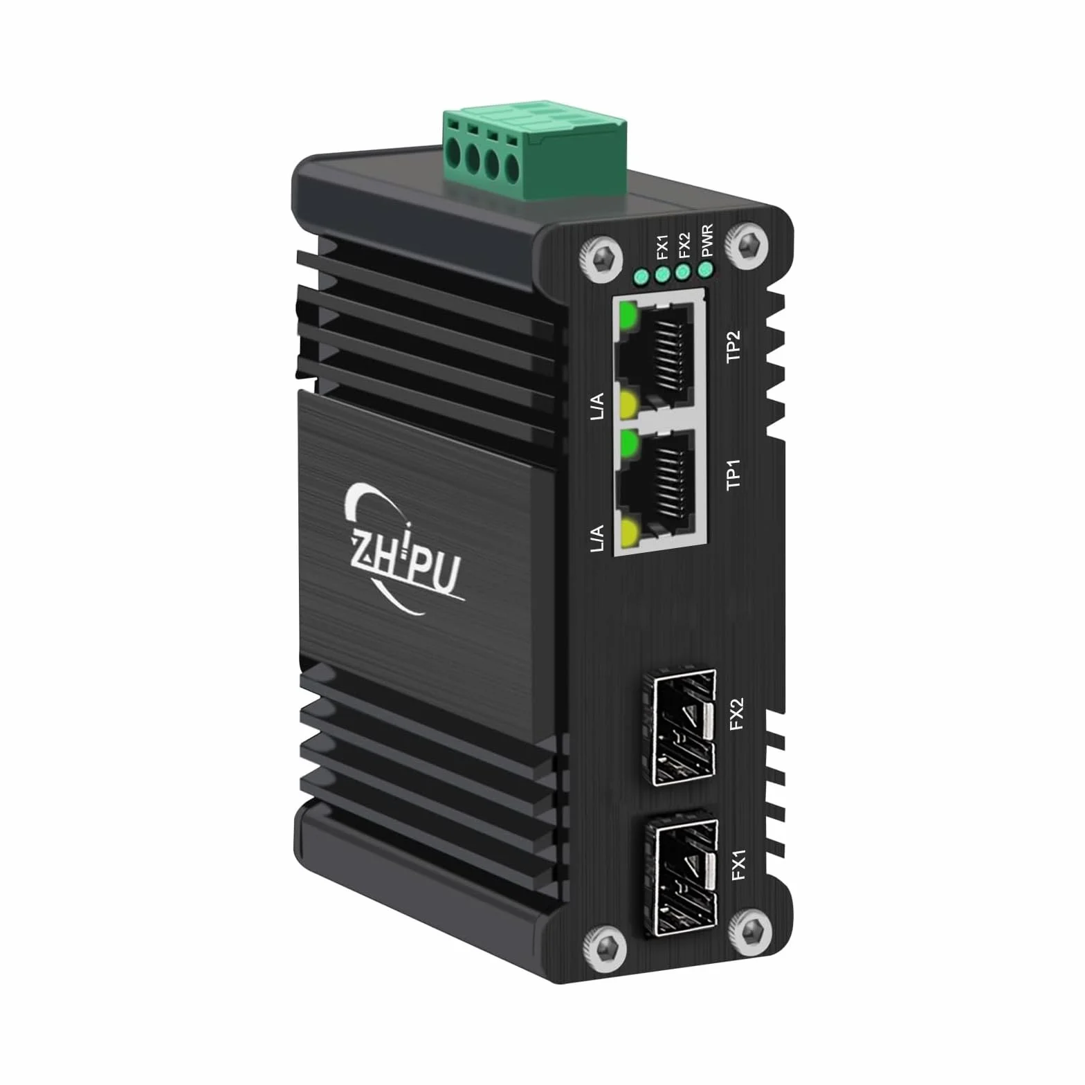 Mini przemysłowy 2-portowy przełącznik Ethernet z 2 gniazdami SFP, hartowany, gigabitowy przełącznik sieciowy obsługujący szynę DIN, wejście zasilania 12 ~ 48 VDC, od -40°C do 80°C, pogrubiona obudowa