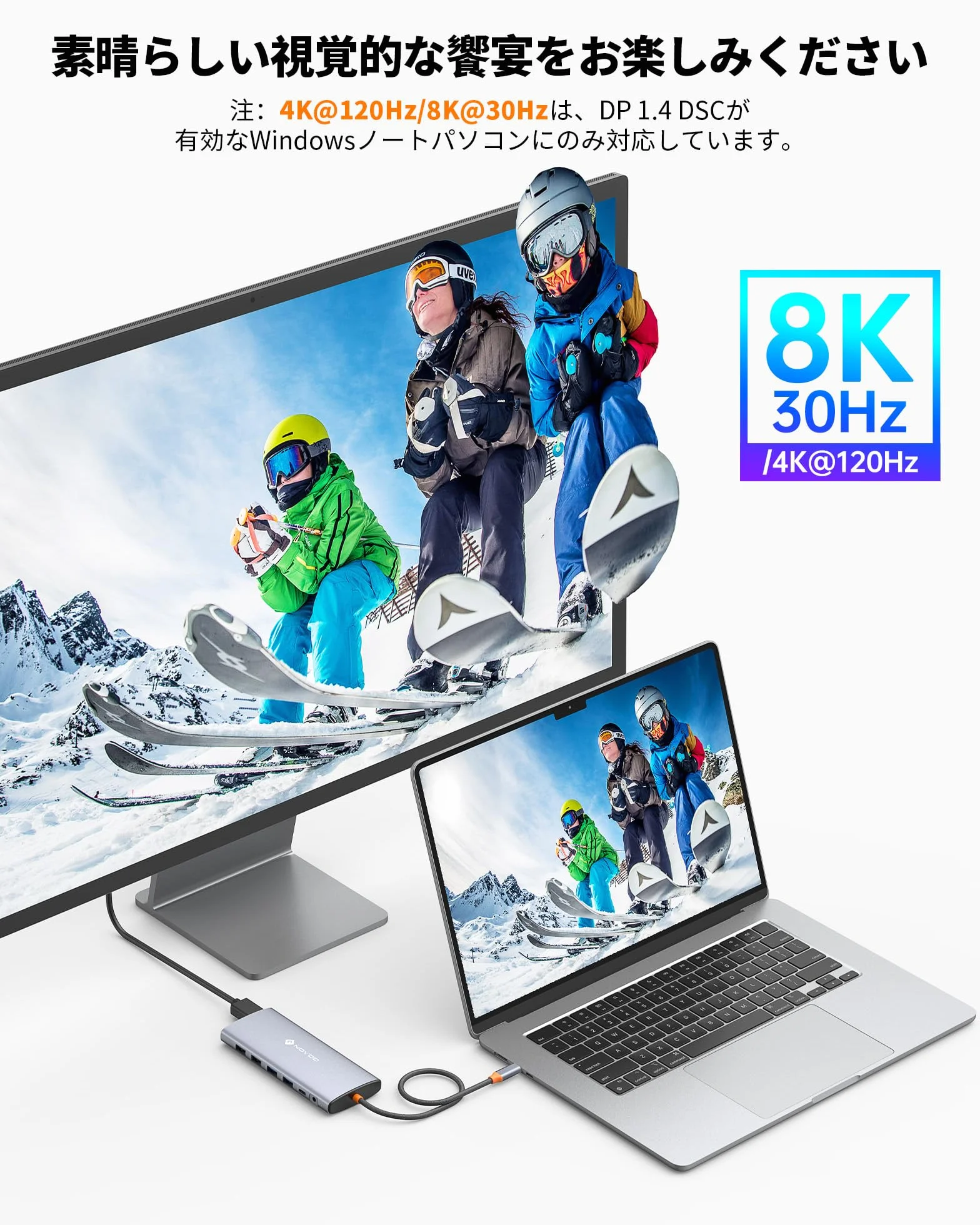 NOVOO Stacja dokująca USB C z potrójnym wyświetlaczem, 14 w 1, USB C na podwójny HDMI 4K 60 Hz, adapter z DP 8K 30 Hz, 6 portów USB C/A, PD 100 W, RJ45, SD/TF 3,5 mm Audio do MacBook/Dell/HP/Lenovo