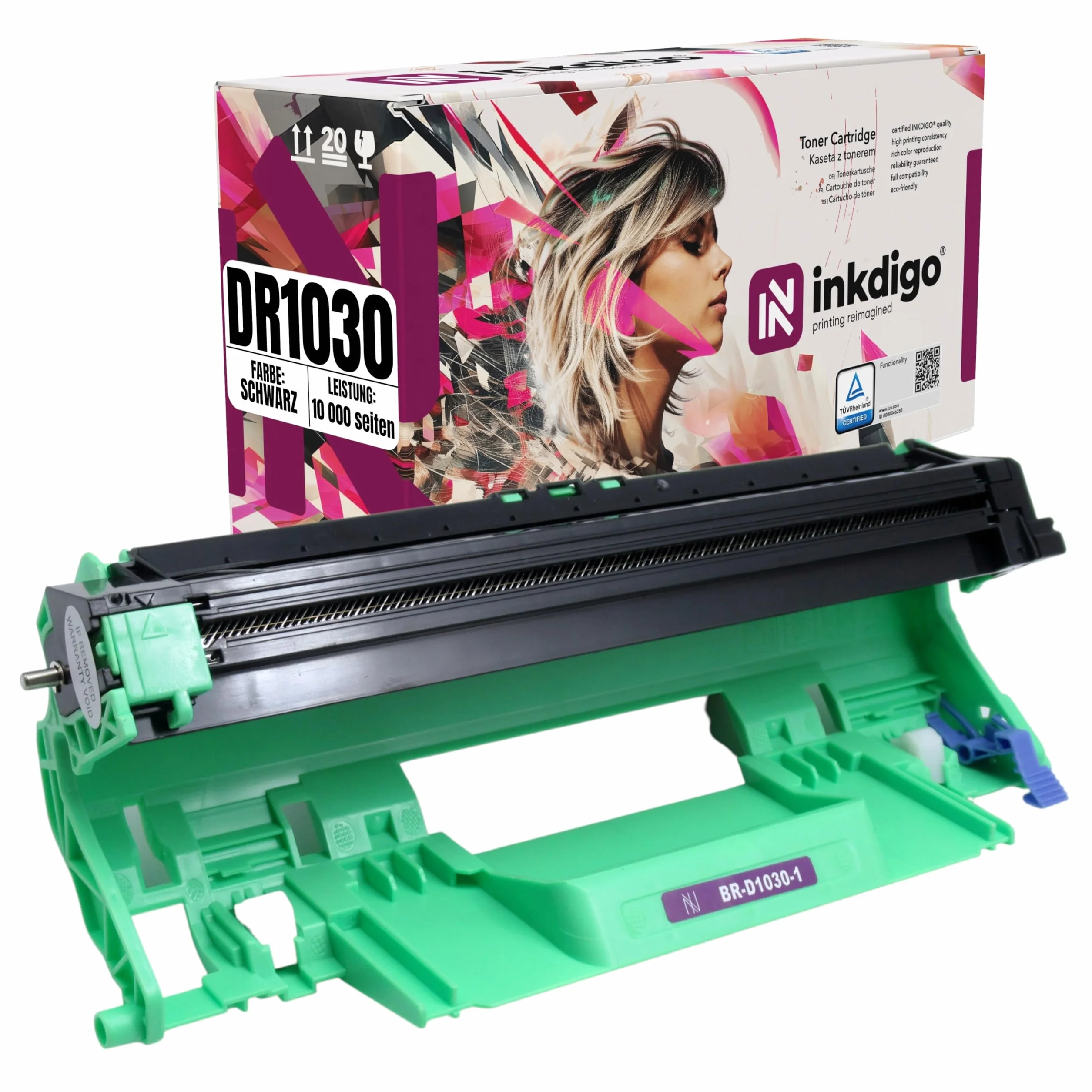 INKDIGO Bęben DR1030 kompatybilny z drukarką Brother, łatwy montaż, bęben Brother DCP-1510, DCP-1601, DCP-1610W, DCP-1616NW, HL-110, HL-1112