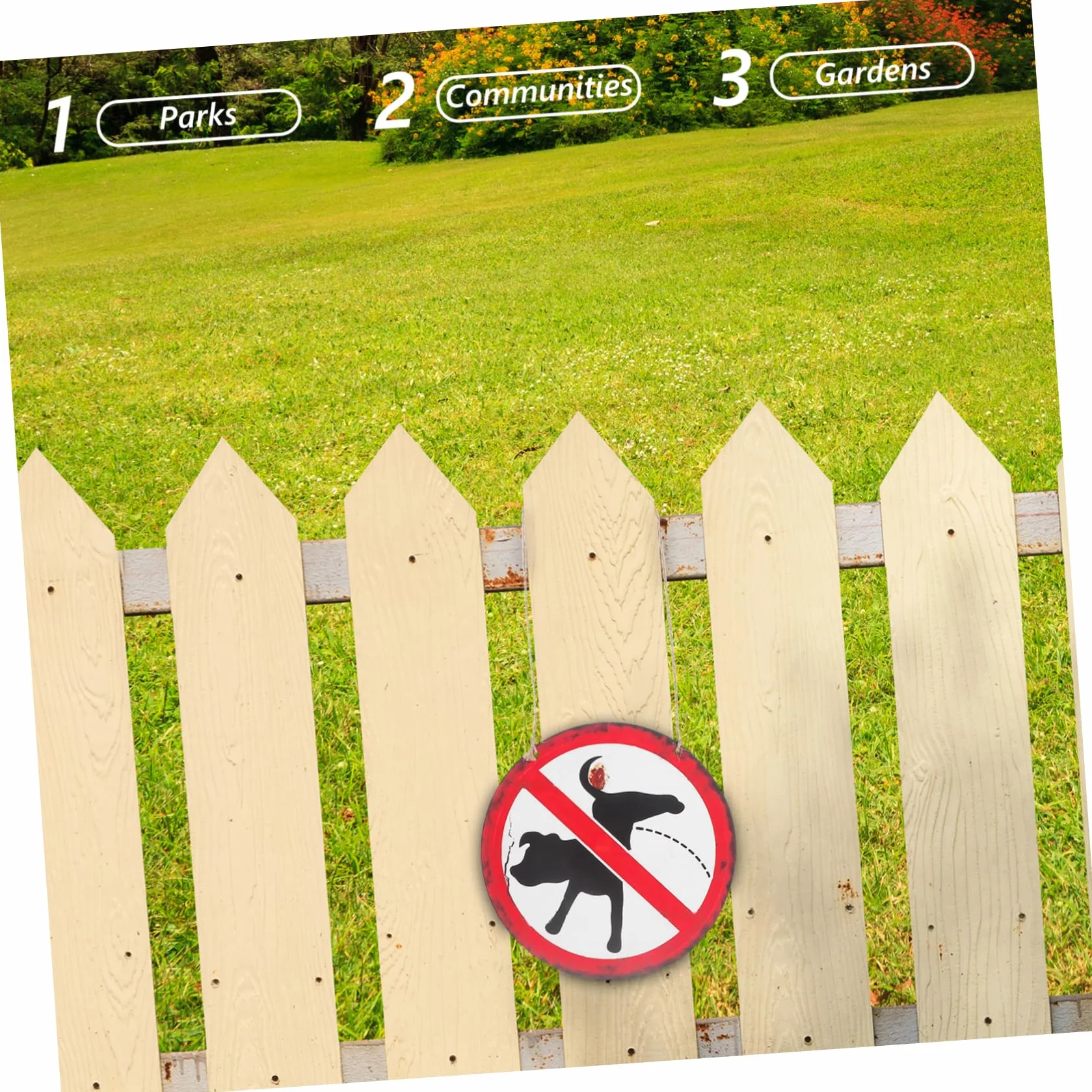 Retro No Dog Poop Sign Aged Decorative Lawn Garden Keep Clean Pet Waste Management Outdoor Decoration