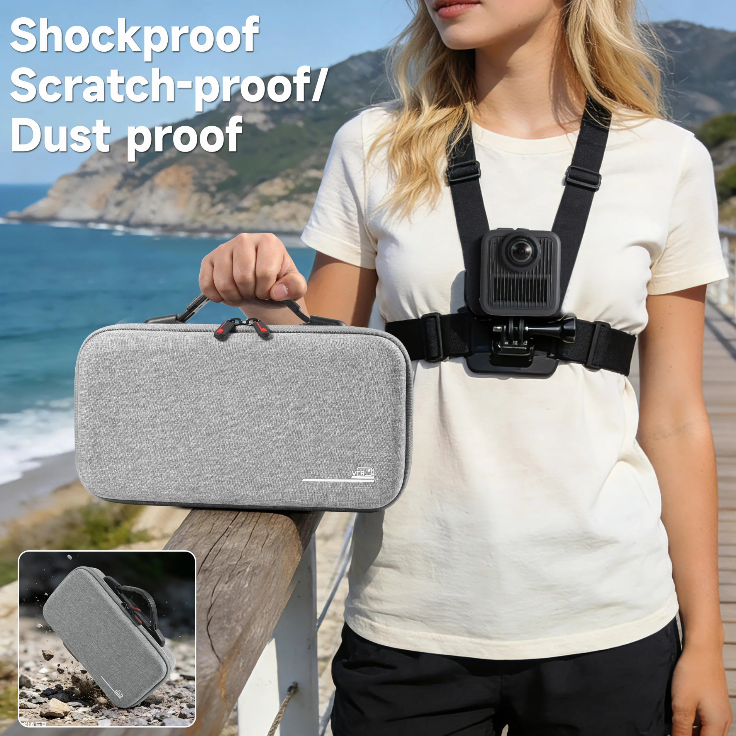 Max 2 etui do przechowywania akcesoriów podróżnych Gopro Max 2 | Nylon kompatybilny z Go pro Max 2 Storage Dual Battery Charger/4ft (1,2 m) drążek przedłużający z torbą siatkową