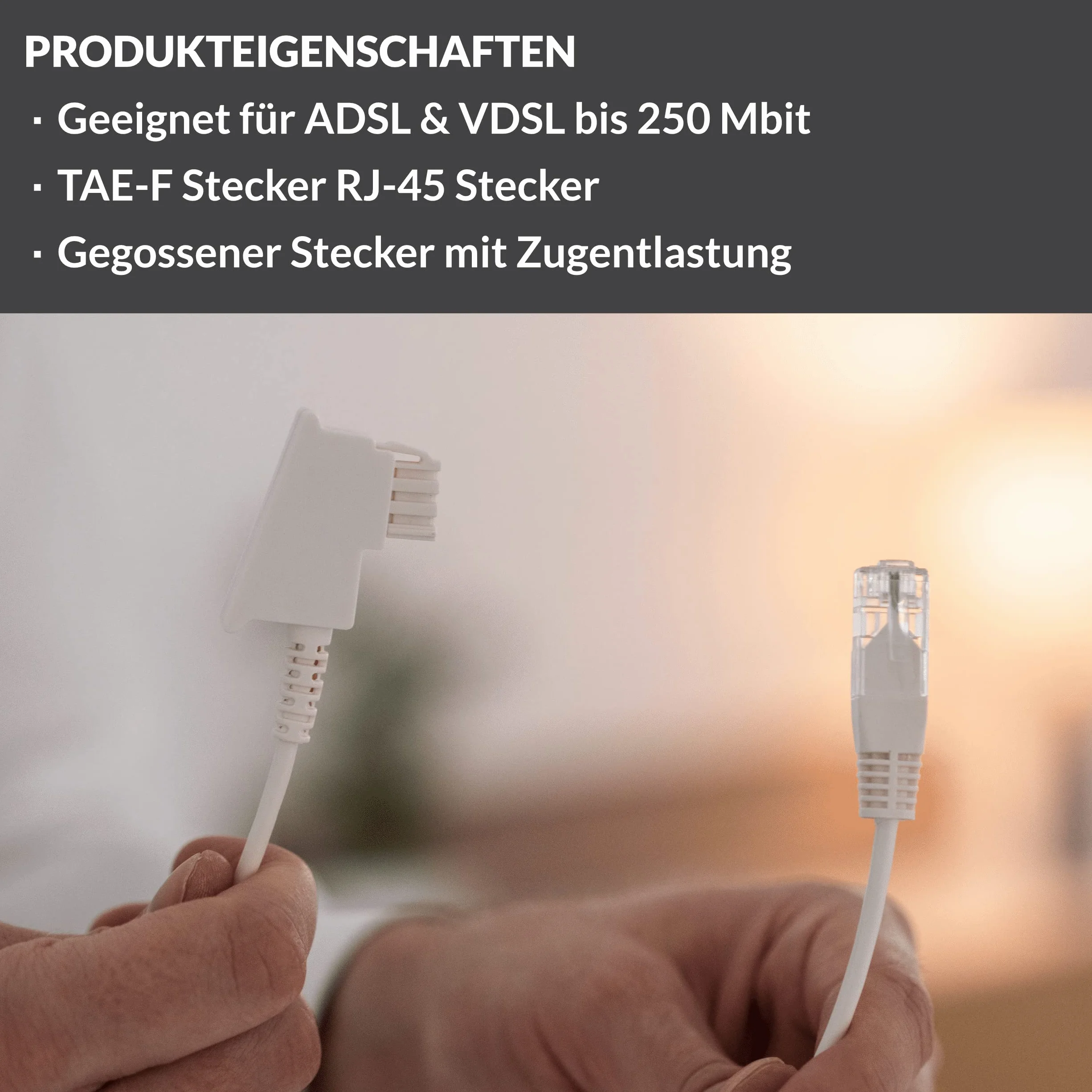 Kabel DSL TAE RJ45 biały VDSL ADSL do routera Fritzbox Speedport Easybox