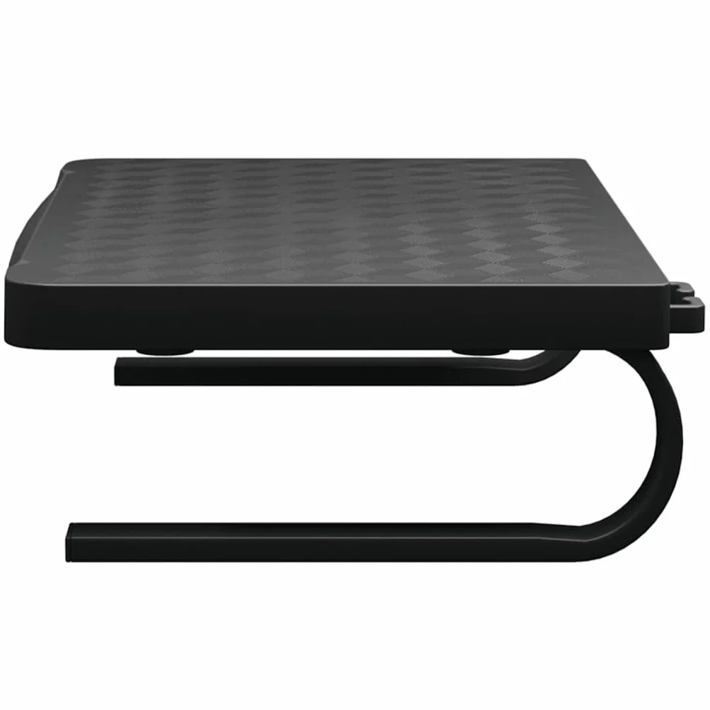 Stojak na monitor czarny 37 x 28 x 11,5 cm wykonany z HIPS, minimalistyczna nakładka na biurko do monitora i urządzeń multimedialnych, miejsce do przechowywania pod podstawką na klawiaturę i