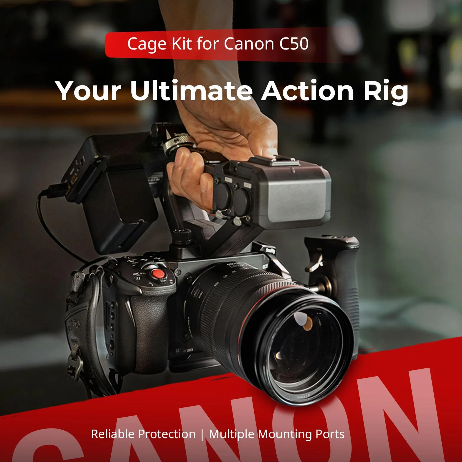 SMALLRIG Zestaw Cage do Canon C50 z przedłużeniem uchwytu XLR, klatką kamerową z mocowaniem na zimną stopkę, zaciskiem kablowym do HDMI, wbudowaną płytką szybkiego montażu do Arca - 5657