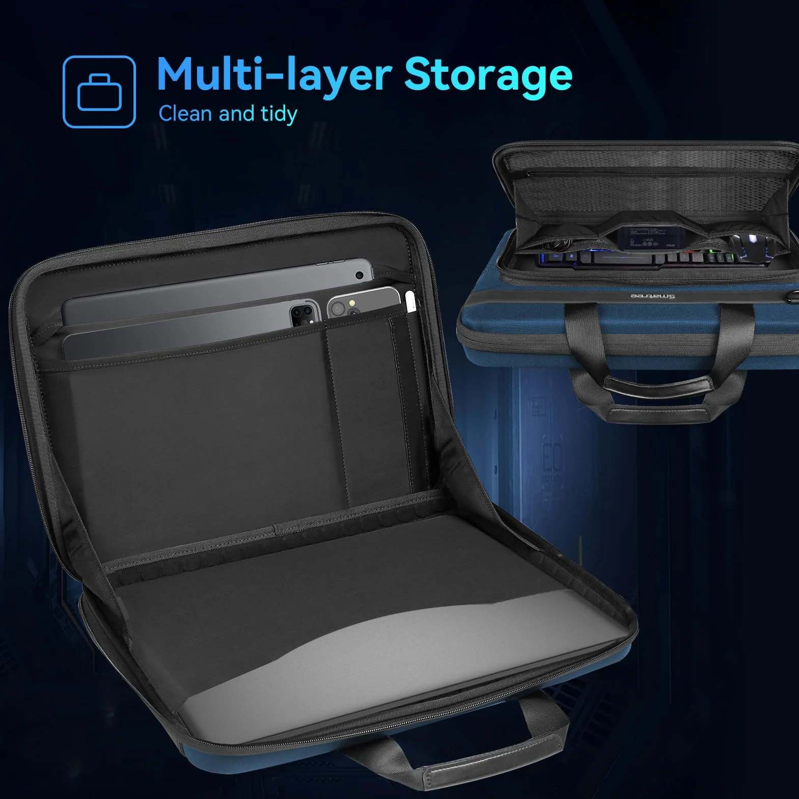 Twarde etui na laptopa Smatree do 18-calowych ASUS, Acer, MSI | do 18-calowych 18 Area-51/M17, ASUS ROG Strix G18/SCAR 18 2025, Acer Predator Helios/Neo 18, MSI Stealth 18, Blue (A800XL)