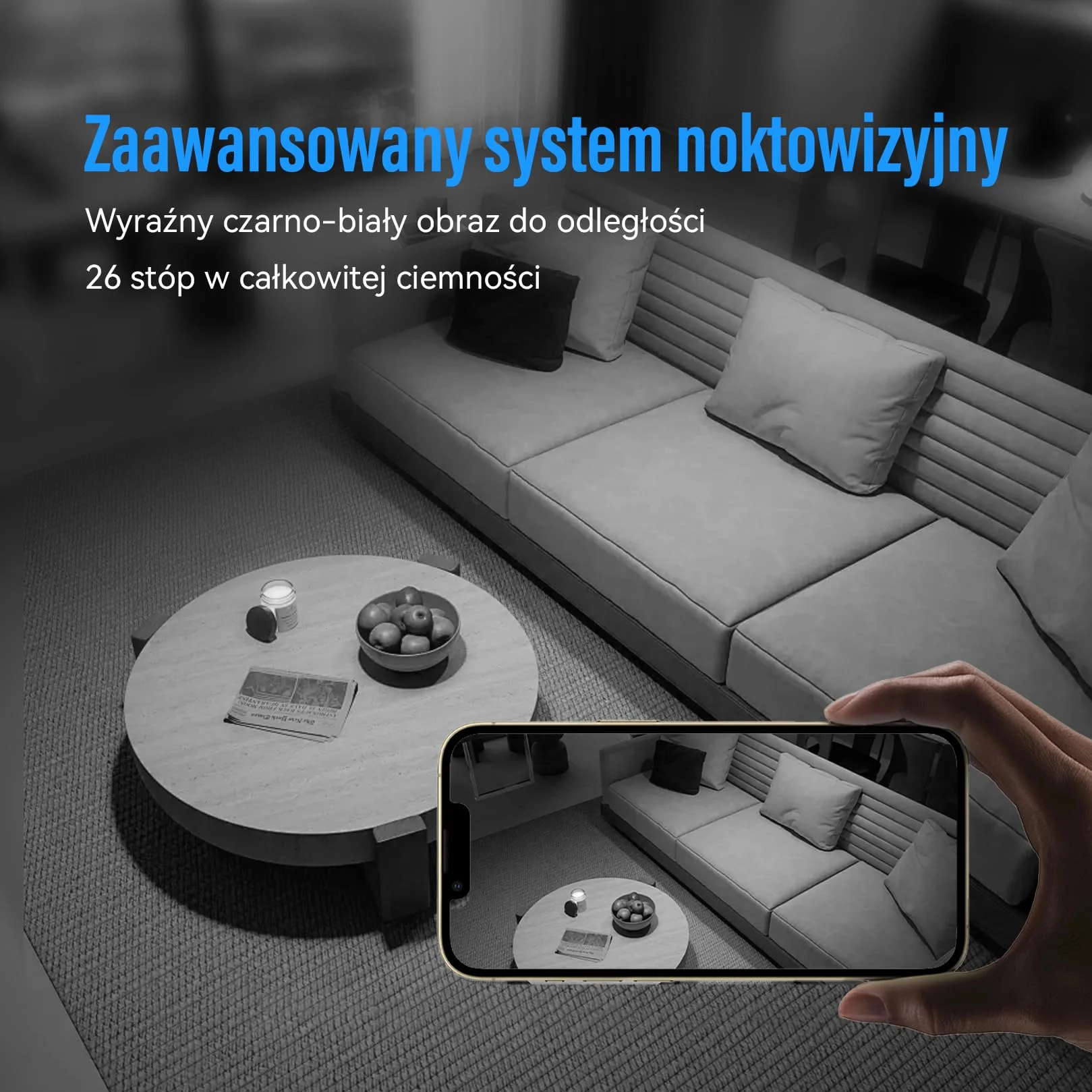 Kamera szpiegowska 4K z Podglądem na Żywo w Aplikacji - Kamera z budzikiem z Wykrywaniem Ruchu i Noktowizorem do Monitoringu Domu i Biura