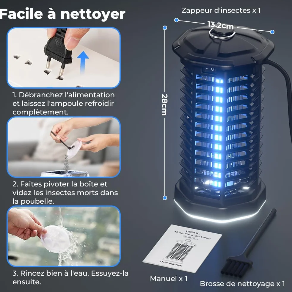 YISSVIC Lampa przeciw komarom 4200 V 15 W UV LED IPX4