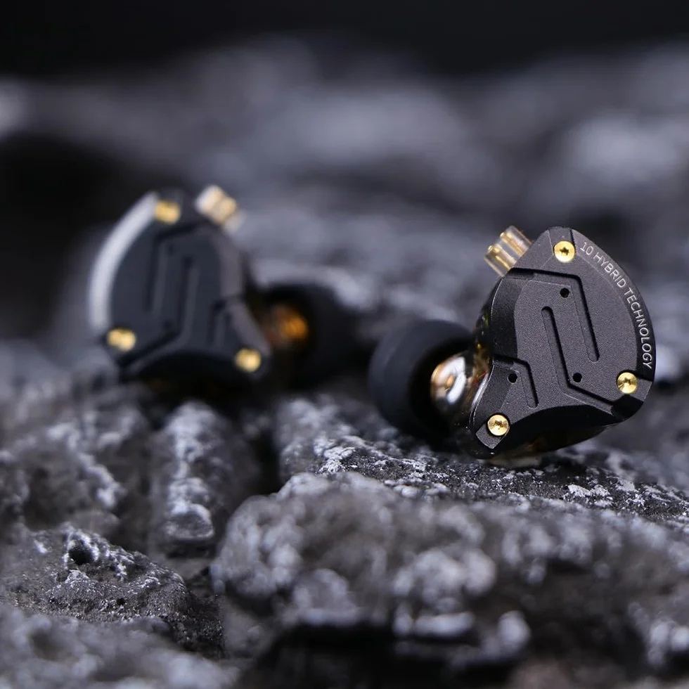 Linsoul KZ ZS10 Pro X Upgraded 1DD+4BA Hybrydowe słuchawki IEM HiFi z frontem ze stopu, odłączany i wpuszczany kabel 2-pinowy dla audiofilskiego muzyka DJ Stage(Bez mikrofonu) | Z płytą czołową ze stopu, odłączany, posrebrzany, wpuszczany 2-pinowy kabel I