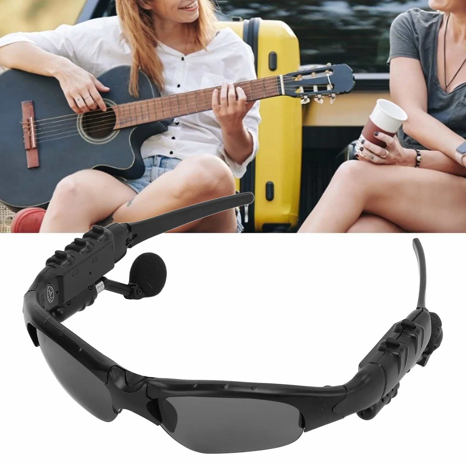Inteligentne Bezprzewodowe Okulary Przeciwsłoneczne Bluetooth, Zdejmowane Spolaryzowane Sportowe Okulary Przeciwsłoneczne ze Stereofonicznym Zestawem Słuchawkowym, Zestaw Słuchawkowy Bluetooth Okulary