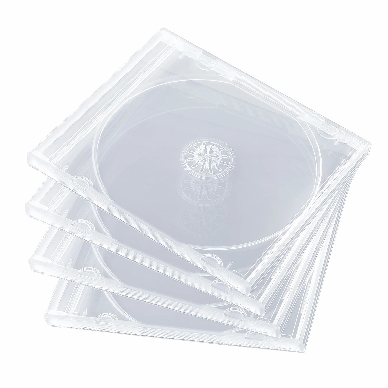 maxtek Nietłukące się etui na klejnoty PP, 10,4 mm, standardowe, jednodyskowe, przezroczyste etui na klejnoty CD z przezroczystą tacą, opakowanie 10 sztuk