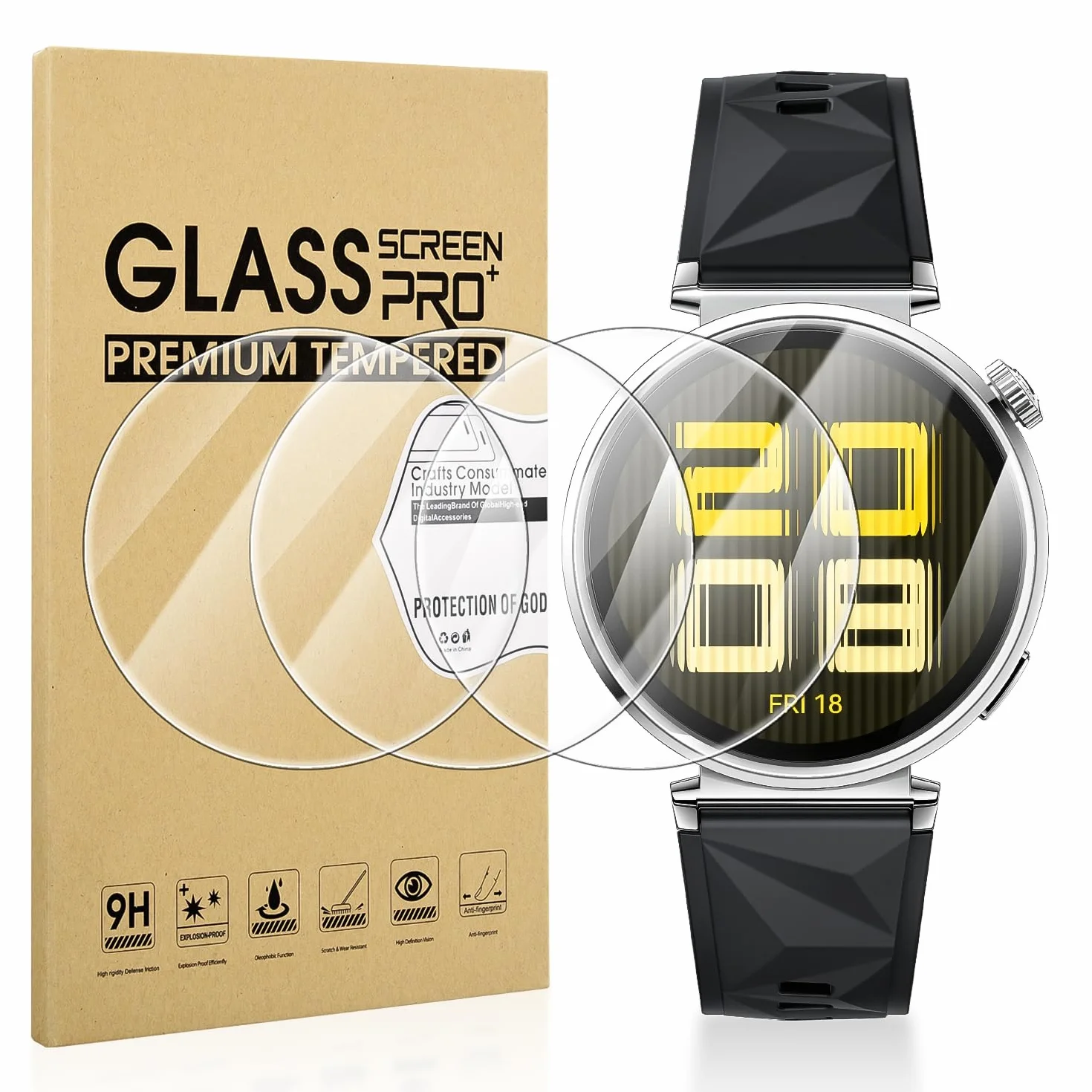 Diruite Ochraniacz Ekranu do HUAWEI Watch GT 5 41mm, HD Szkło Hartowane Folia Ochronna