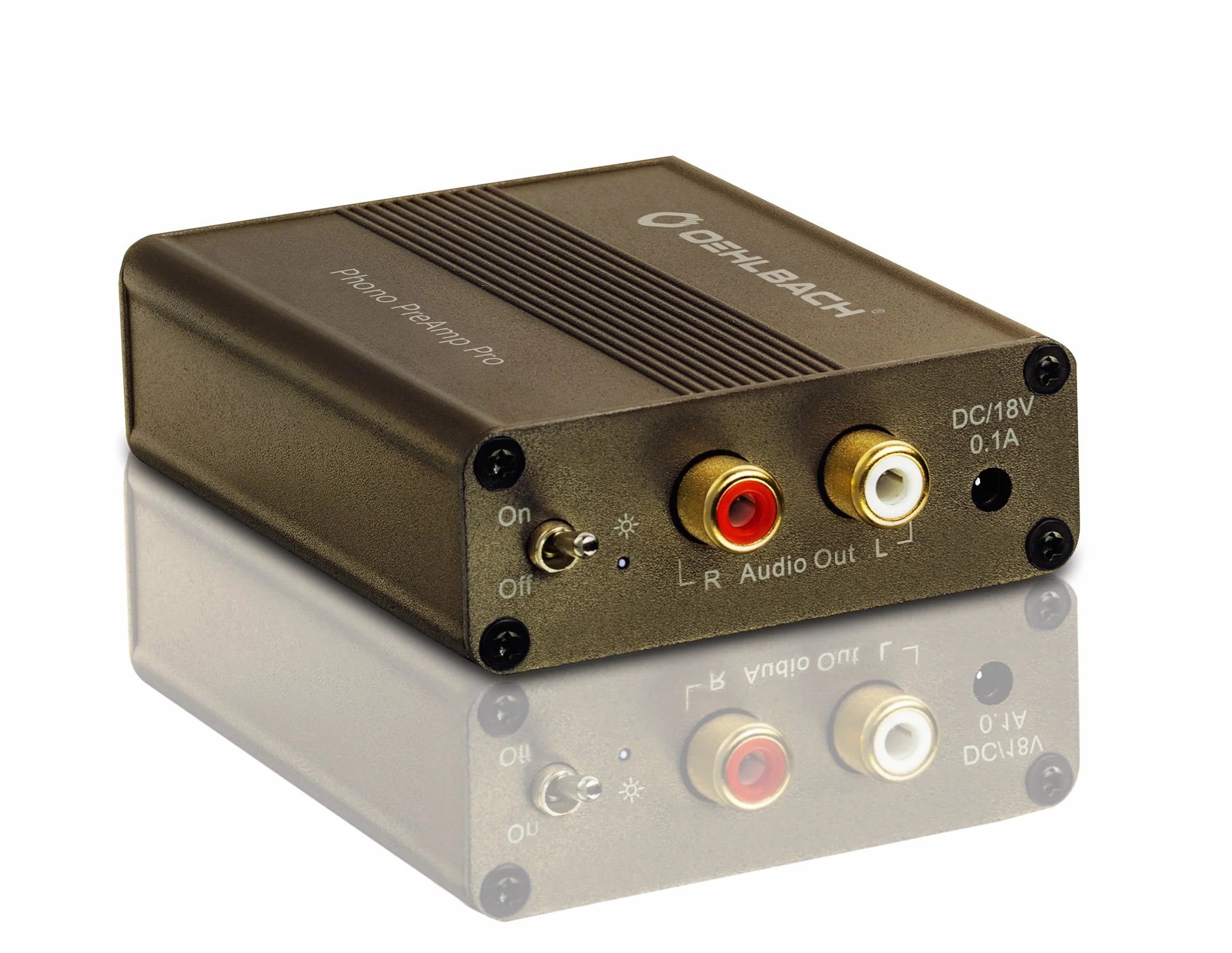 Oehlbach Phono PreAmp Pro przedwzmacniacz Phono do gramofonu z przetwornikami MM lub MC, kompaktowy i mocny, metaliczny brązowy