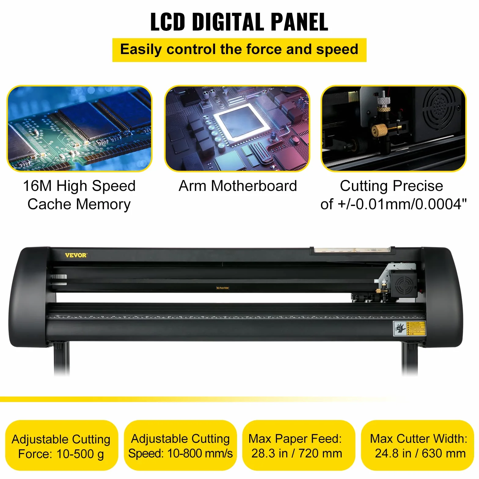 VEVOR Maszyna do cięcia winylu, 720 mm, papier do cięcia papieru, drukarka winylowa z regulowaną siłą i prędkością, wyświetlacz LCD, kompatybilny z systemem Windows zestaw do produkcji tabliczek