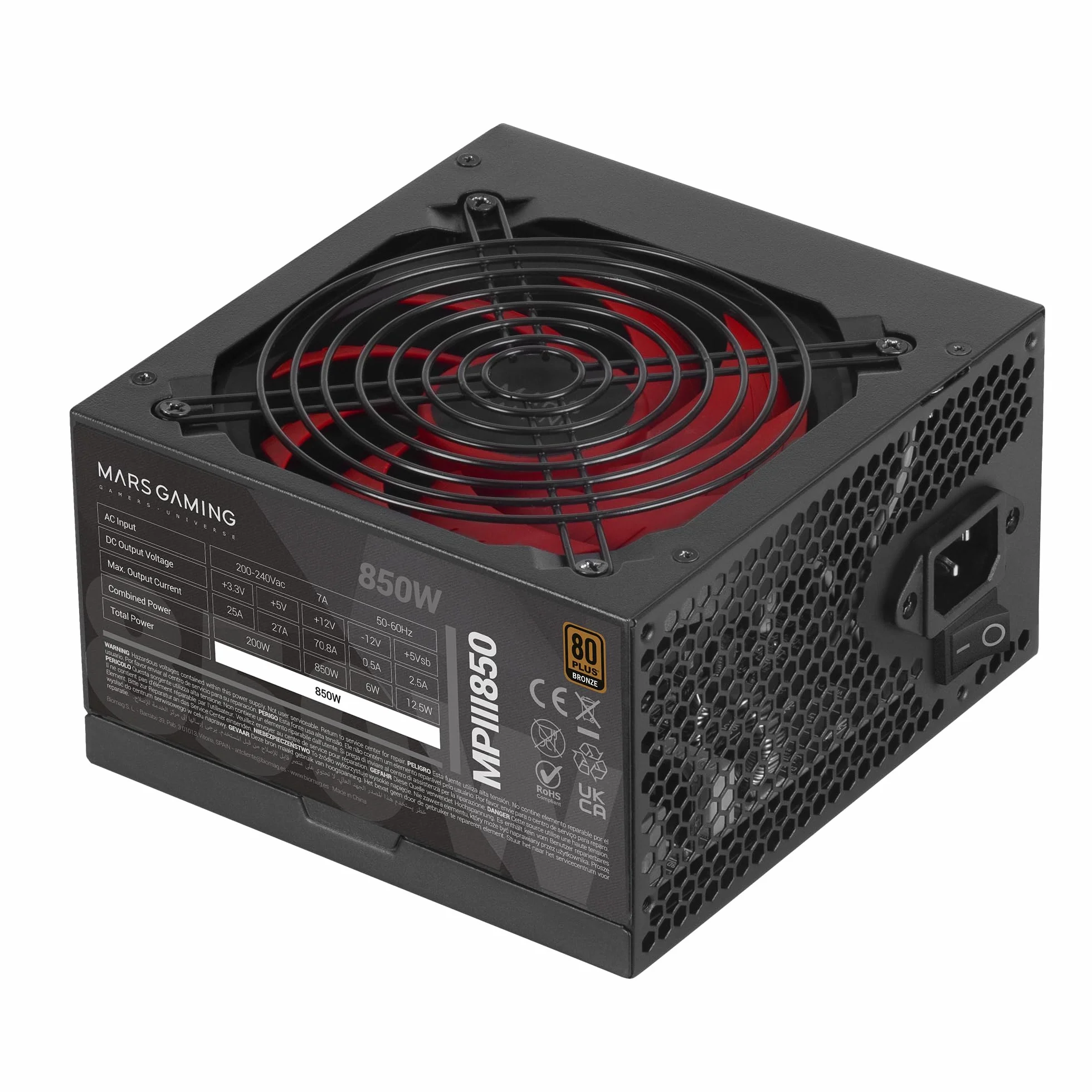 Mars Gaming MPIII850 ATX 850W Zasilacz, 80 Plus Bronze, Czarny