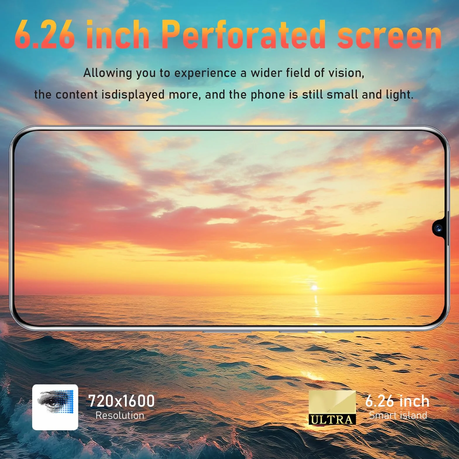 Cuifati 6,26 Cala Telefon Komórkowy, 4 GB RAM 64 GB ROM, 16MP AI Camera, Metalowa Konstrukcja Ramy, Bateria 5800 MAh, rozdzielczość 720x1600, Odblokowanie Twarzy, Smartfon na 8.1 z (GOLD)