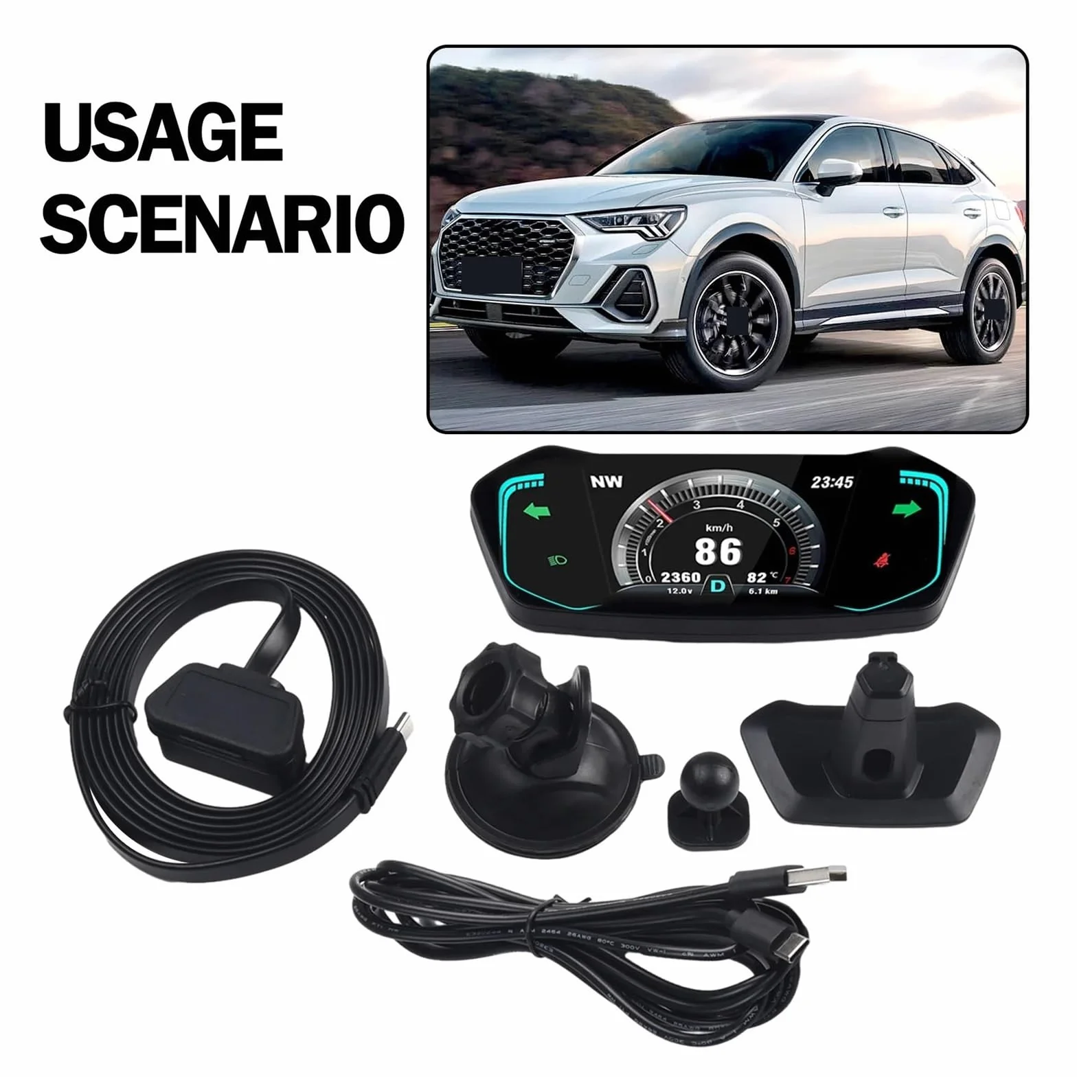 Panele Instrumentów Samochodowych Universal Car HUD Uniwersalny Alarm Samochodowy Temp Samochodowy Cyfrowy Wyświetlacz Head Up Wskaźnik RPM Prędkościomierz
