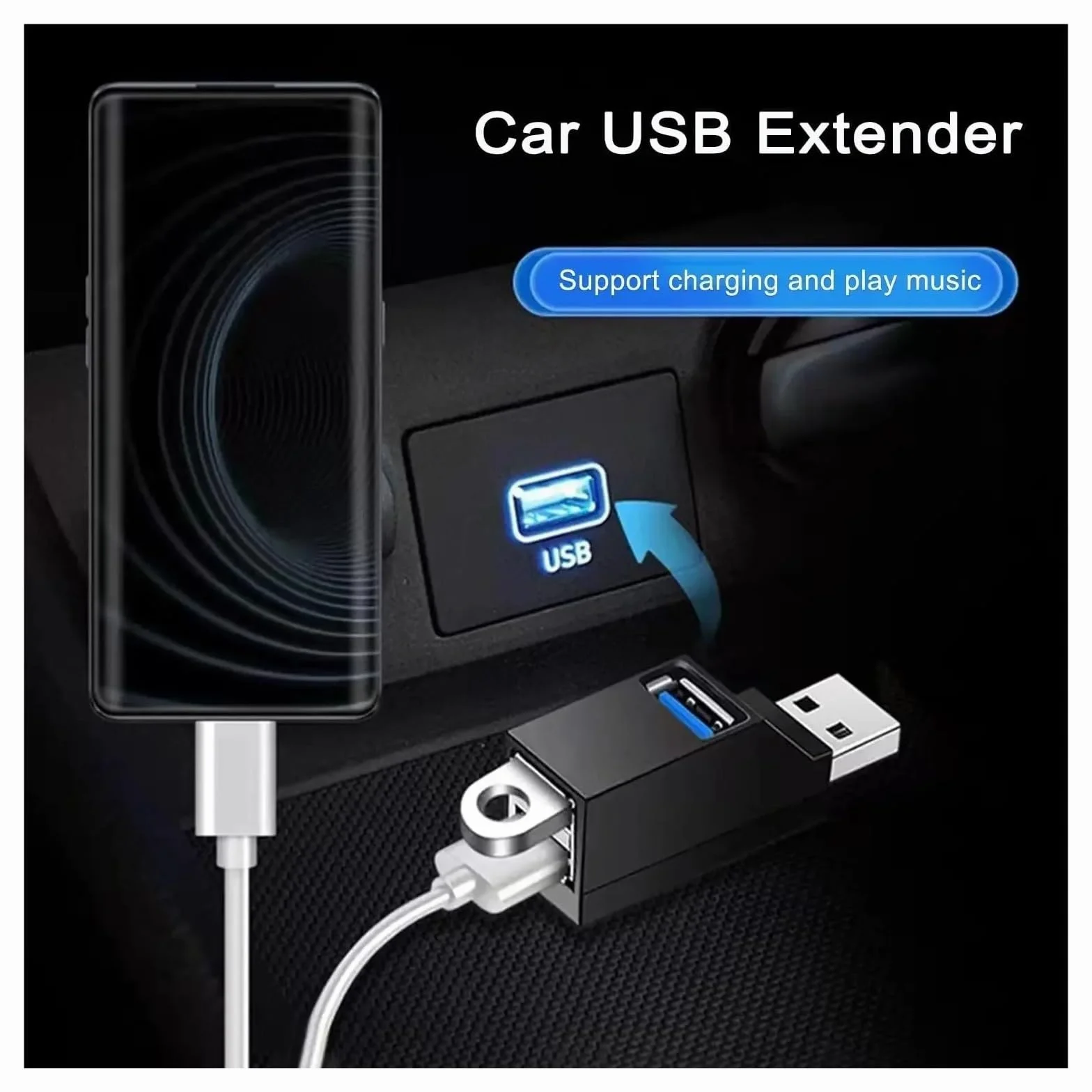 Koncentrator USB 3.0 3-portowy USB-A Dystrybutor, Plug & Play No Driver Required do laptopa, PC Car Mac Pro (biały, 1 szt.)