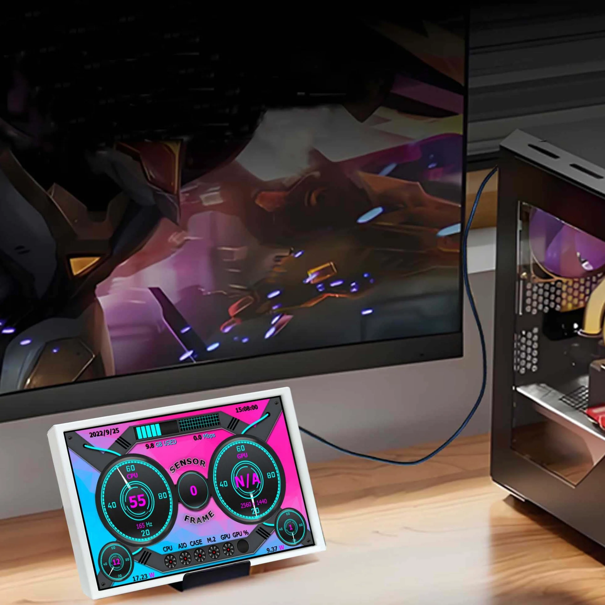 VSDISPLAY Przenośny biały 8-calowy wyświetlacz IPS LCD 800x1280 | do monitora obudowy komputera, obsługiwany dynamiczny motyw