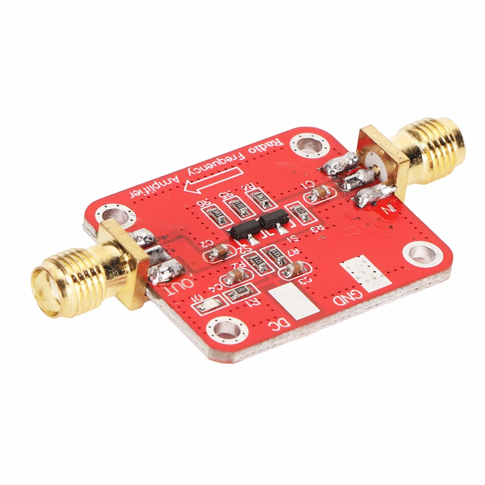 Wzmacniacz Szerokopasmowy RF 10 KHz–100 MHz, Wysokie Wzmocnienie, Niski Współczynnik VSWR, Napięcie +12 V i Prąd 30 MA, Wyjście P-1 10 DBm, Konstrukcja Bez Dławików, materiał