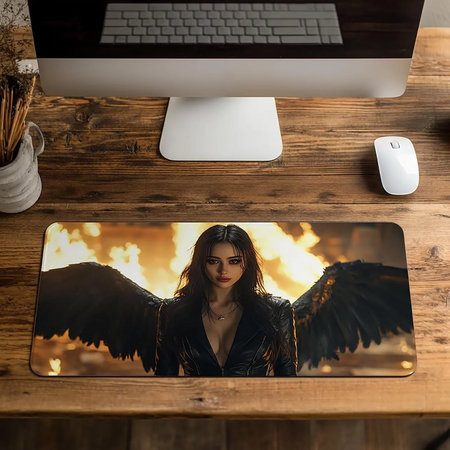 Podkładka pod mysz ze skrzydłami, XXL, 60 x 140 x 0,3 cm, wodoodporna, gamingowa podkładka pod mysz, dokładność, szybkość, akcesoria do gier, laptop, biuro, prezent dla mężczyzn, FSBD-8350
