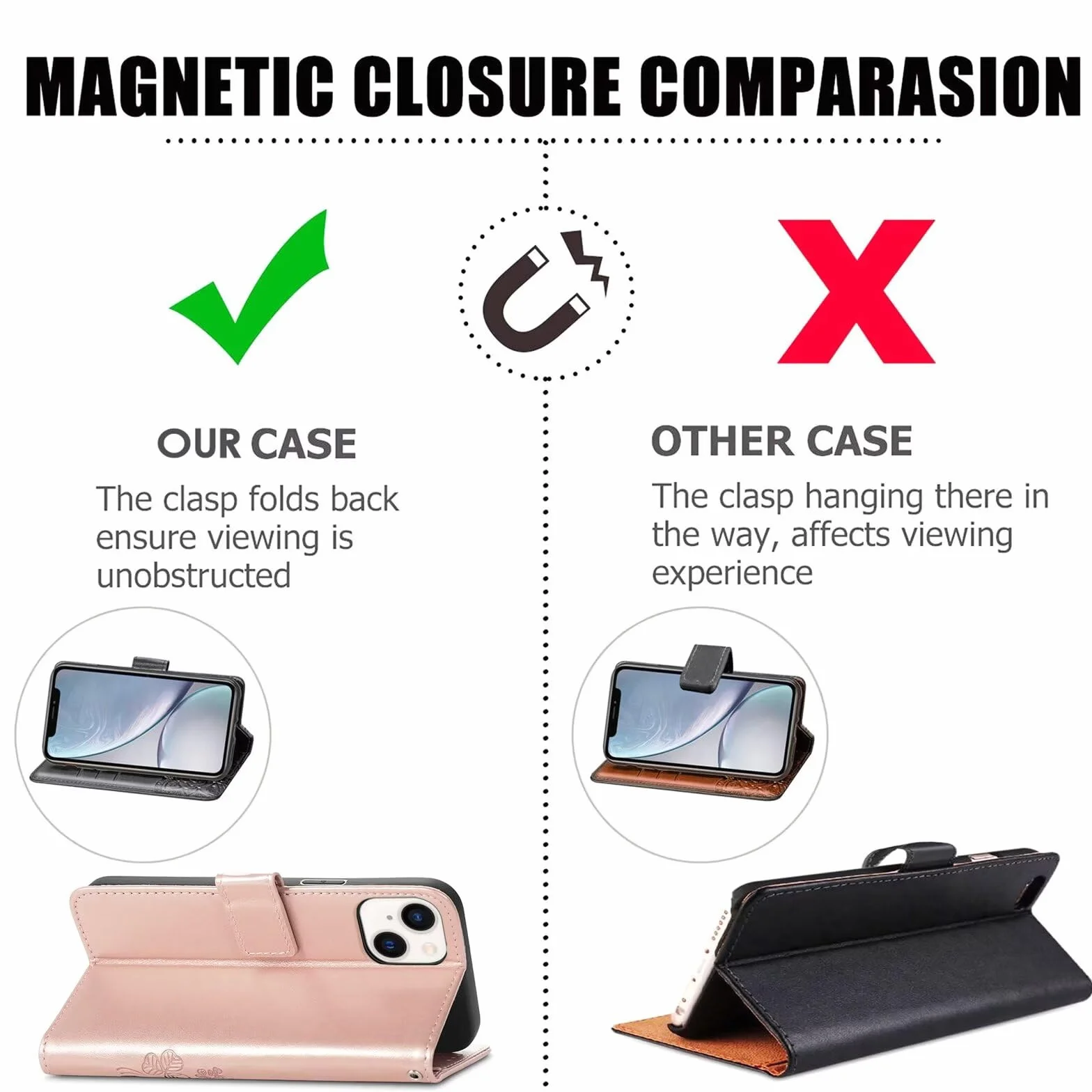 RankOne Skórzane etui do Motorola Moto Edge 50 Neo/ThinkPhone 25 (6,36 cala), pokrowiec z klapką z 3 gniazdami na karty 1 czterolistną kieszenią na monety wzór koniczyny - szary