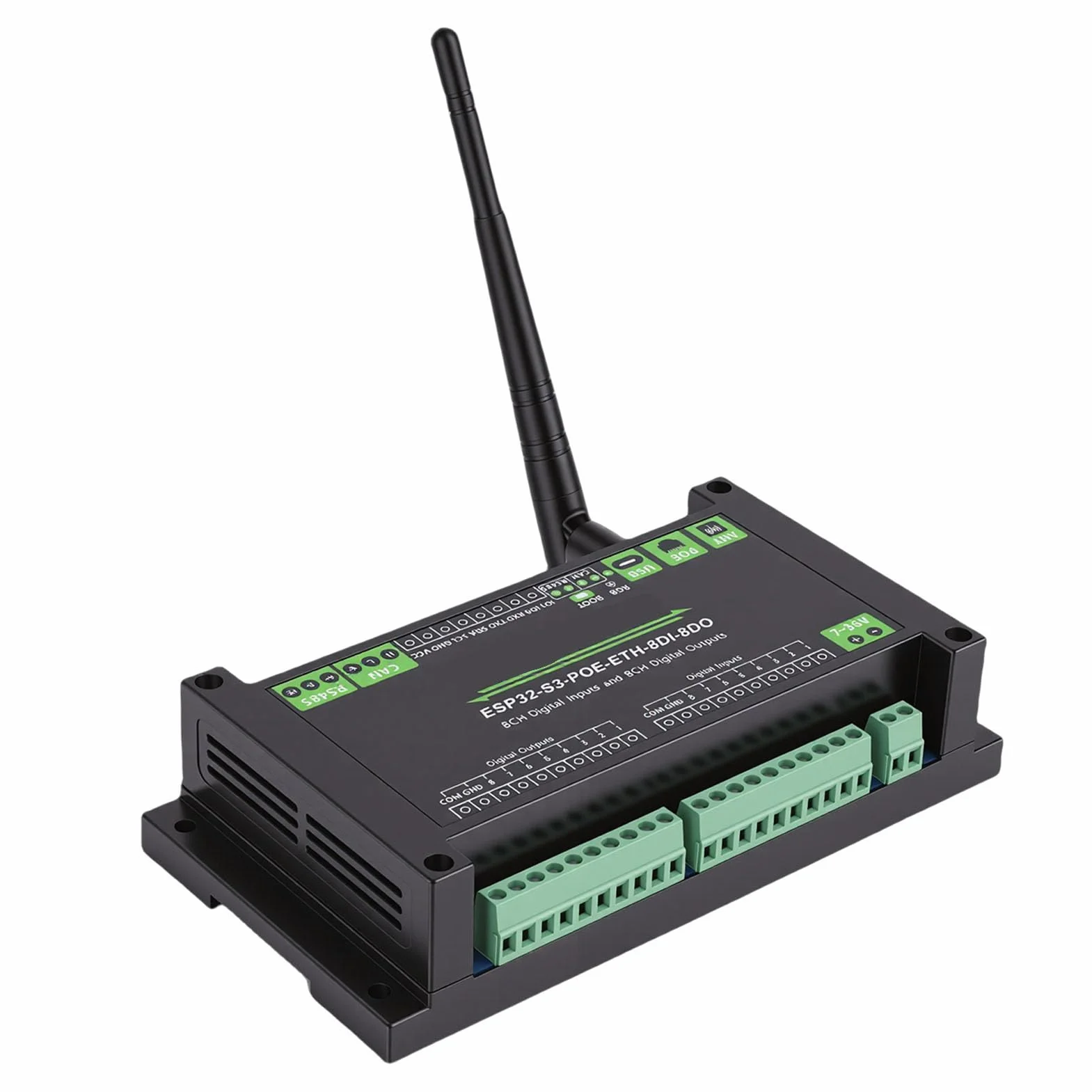 Greensen Przemysłowa Płytka Sterująca, Płytka Rozwojowa ABS dla S3 z 8 Cyfrowymi Wejściami i 8 Kanałami Wyjściowymi, WiFi Bluetooth USB C, dla Inżynierów Automatyki Przemysłowej