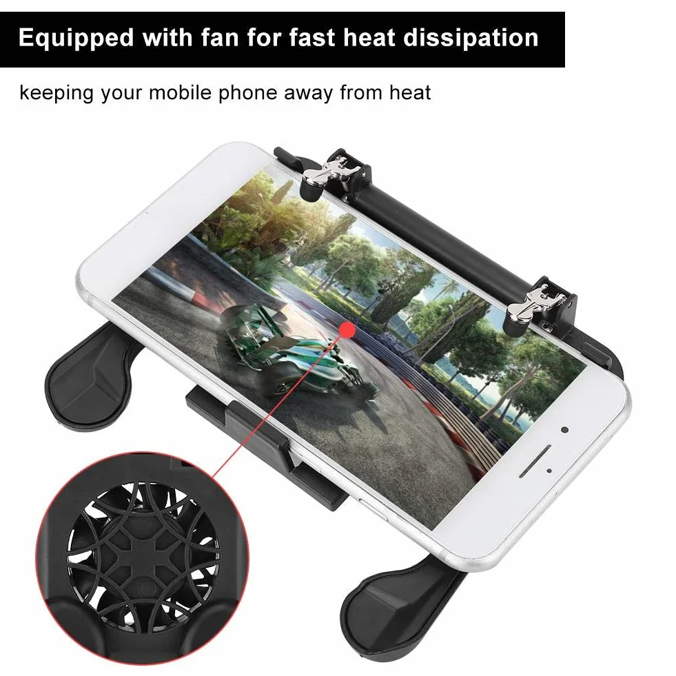 Kontroler do gier mobilnych, uchwyt na telefon komórkowy 4,7-6,0 cala Celuj i strzelaj Joystick spustowy z wentylatorem chłodzącym na telefon z systemem Android/iOS Double the comfort